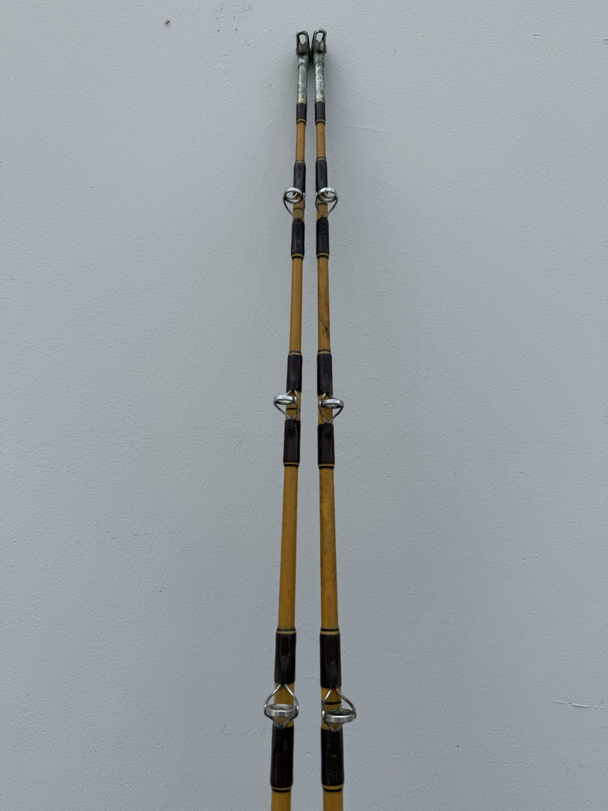Pair Vintage Pacific FenGlass ST785 6.5ft Fishing Rods 30-80lb 7 Guides Bamboo