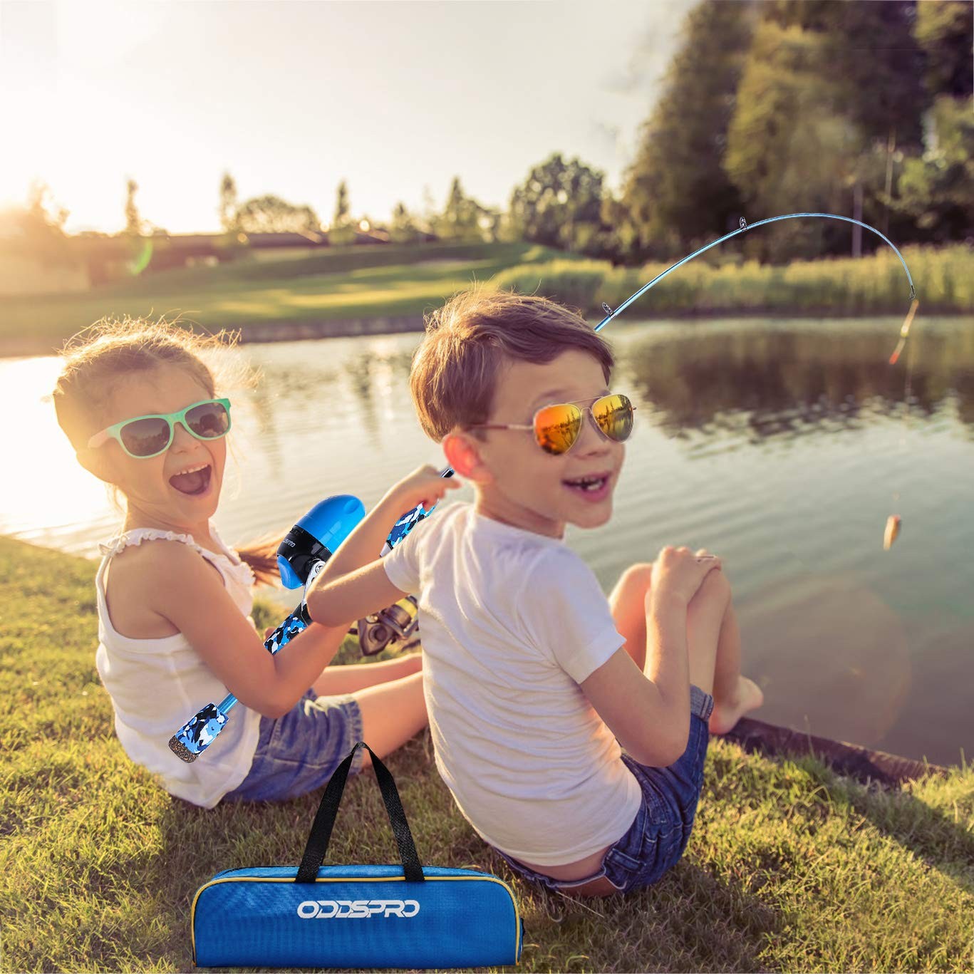 ODDSPRO Kids Fishing Pole – Starter Kit – with 4.92 ft, Blue