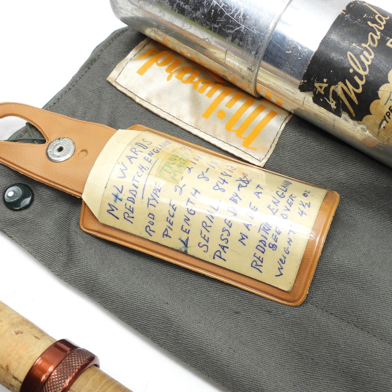 Milwards “Troutmaster” Bamboo Fly Rod. 8’ 10”. 6-7wt. W/ Tube & Sock. England.