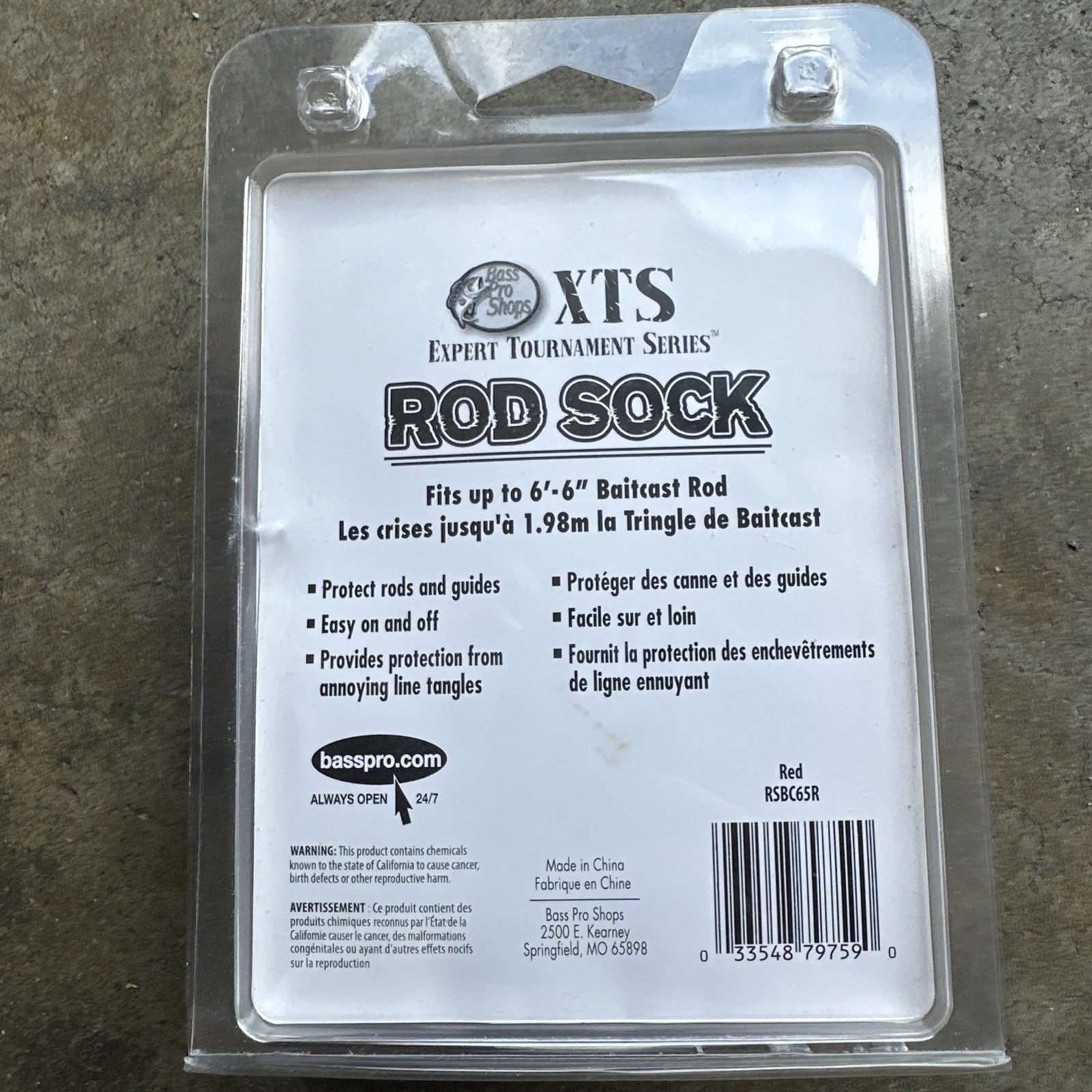 Bass Pro Shops XTS Rod Sock • Baitcast Rod Up To 6’6″ Red