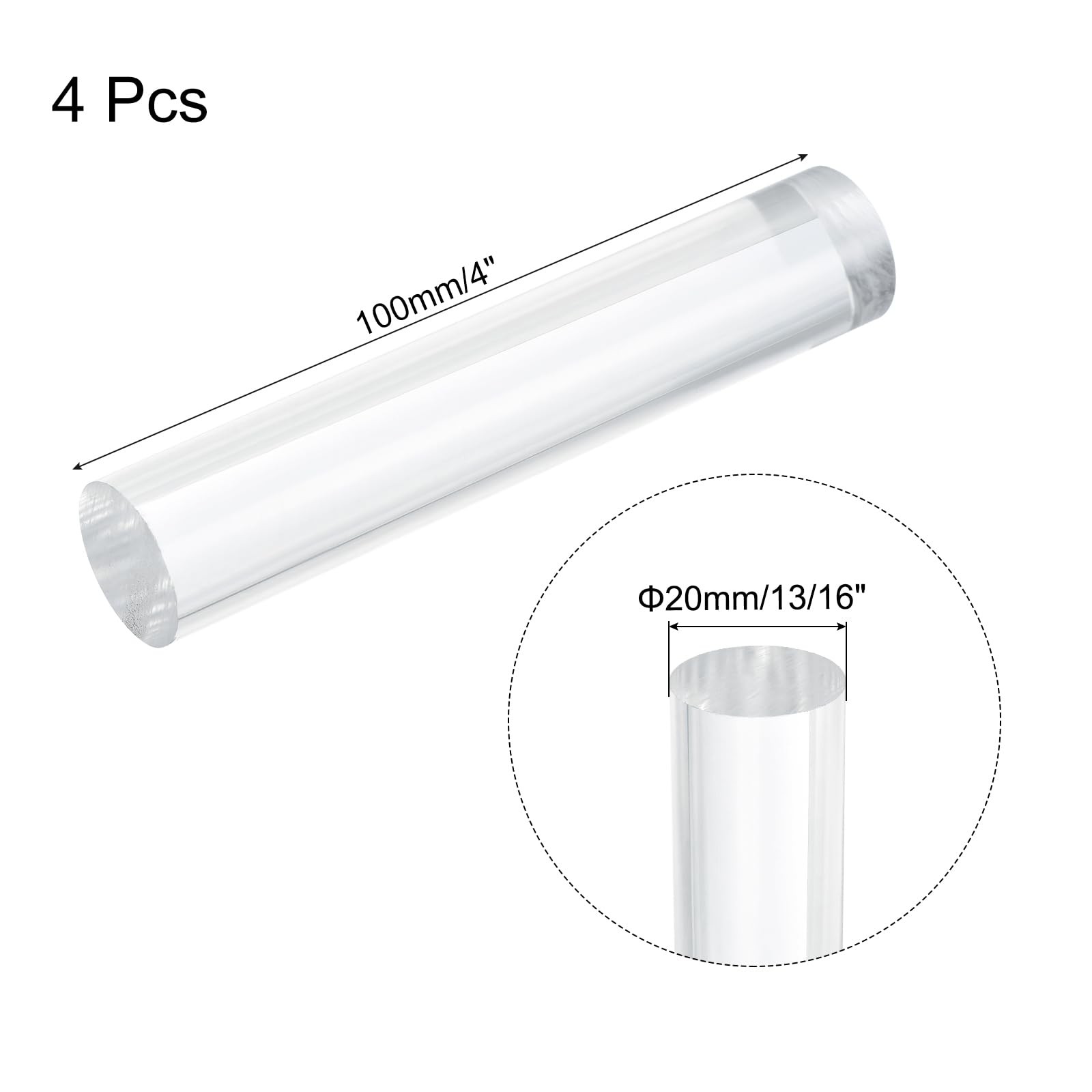 4pcs Acrylic Round Rods 13/16″ x 4″ Clear Acrylic Dowel Rods Sticks Plastic S…