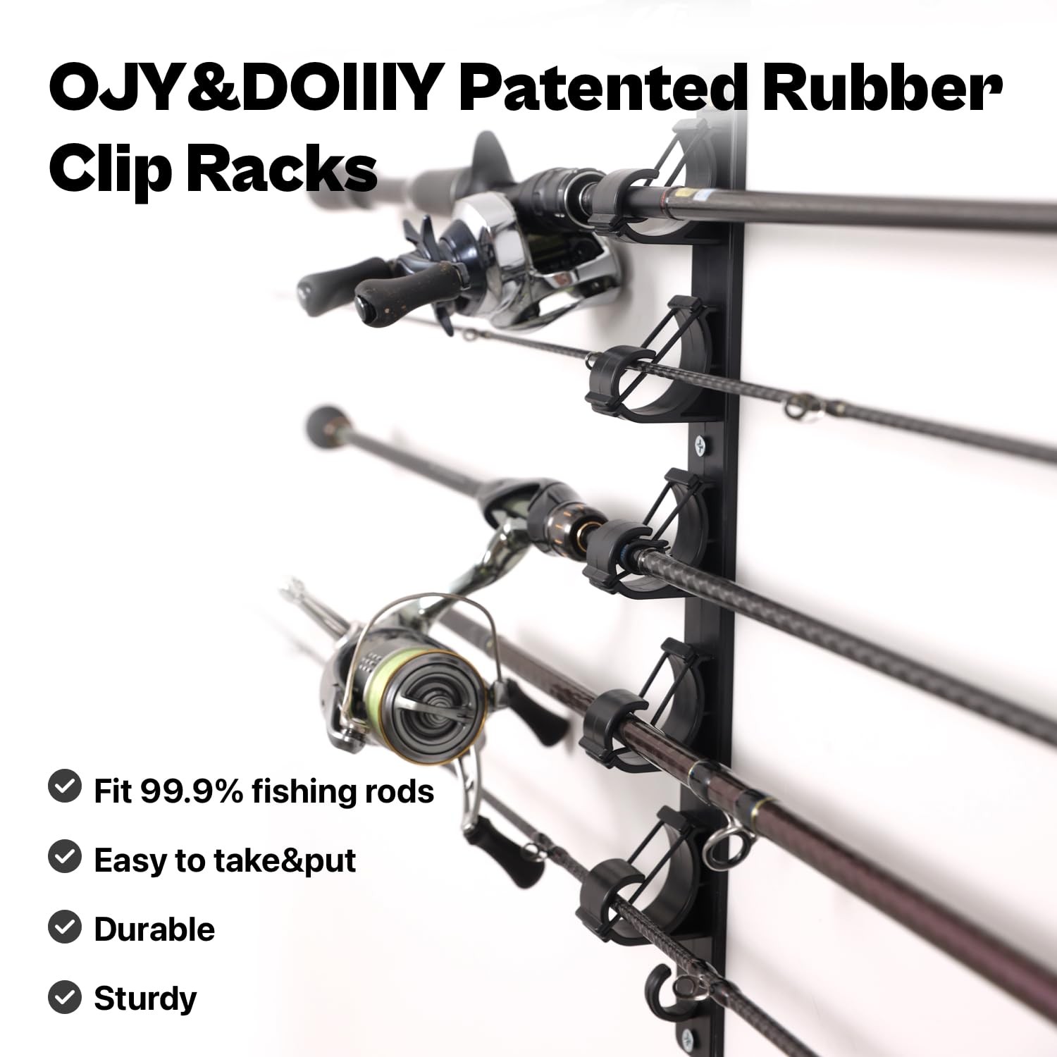 OJYDOIIIY Wall Mount Fishing Rod 14 x 4.7 x 1.4 inches, 1 Pack, 6 Rods