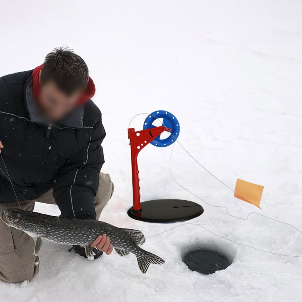 10pcs Ice Fishing Flags for Winter Outdoor Use with Brackets and Storage Bag