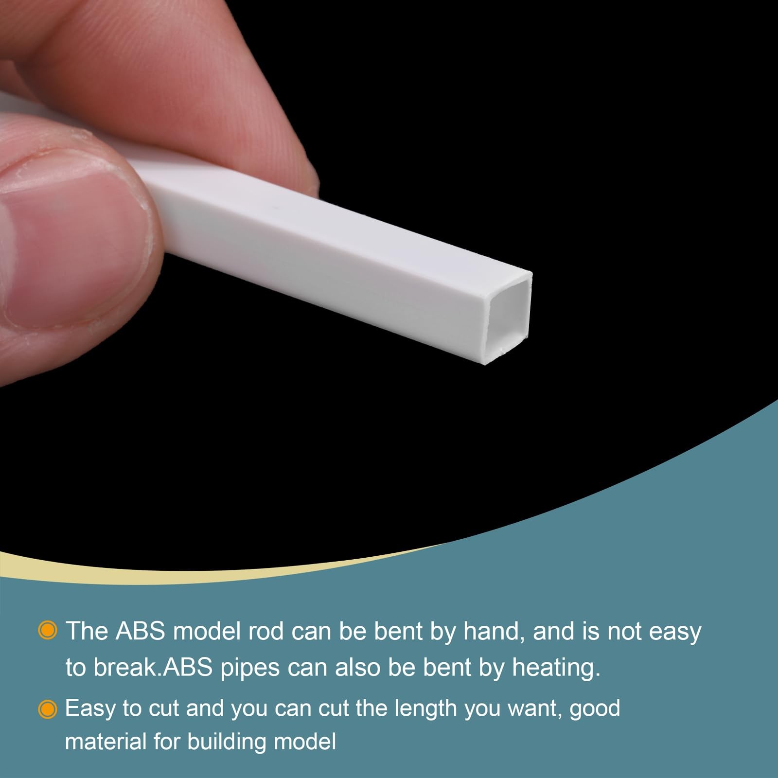 5 PCS 20 Inch Plastic Model Tube ABS Solid Square Bar 0.31×0.31 Inch White