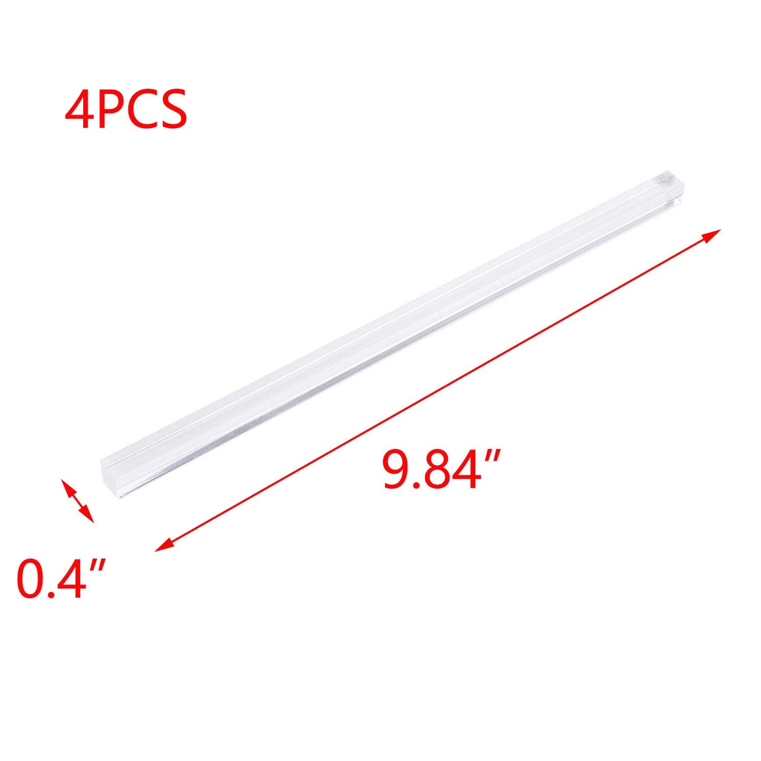 4 PCS Acrylic Rods Square Clear Plastic Rod 10x10x250mm DIY Craft Sticks