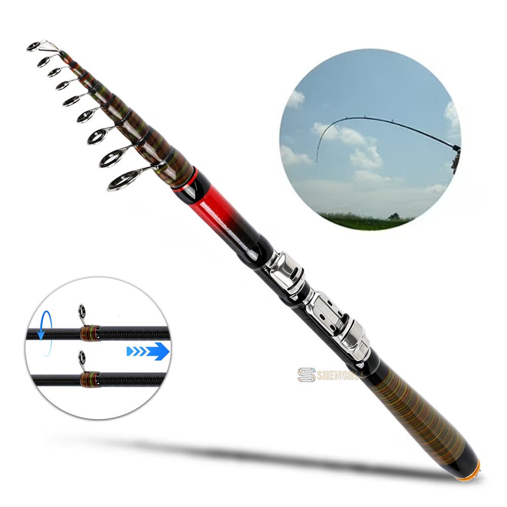Fishing Spinning Rod Pole Carbon Fiber Reinforced Portable Lightweight 3M 9.8FT
