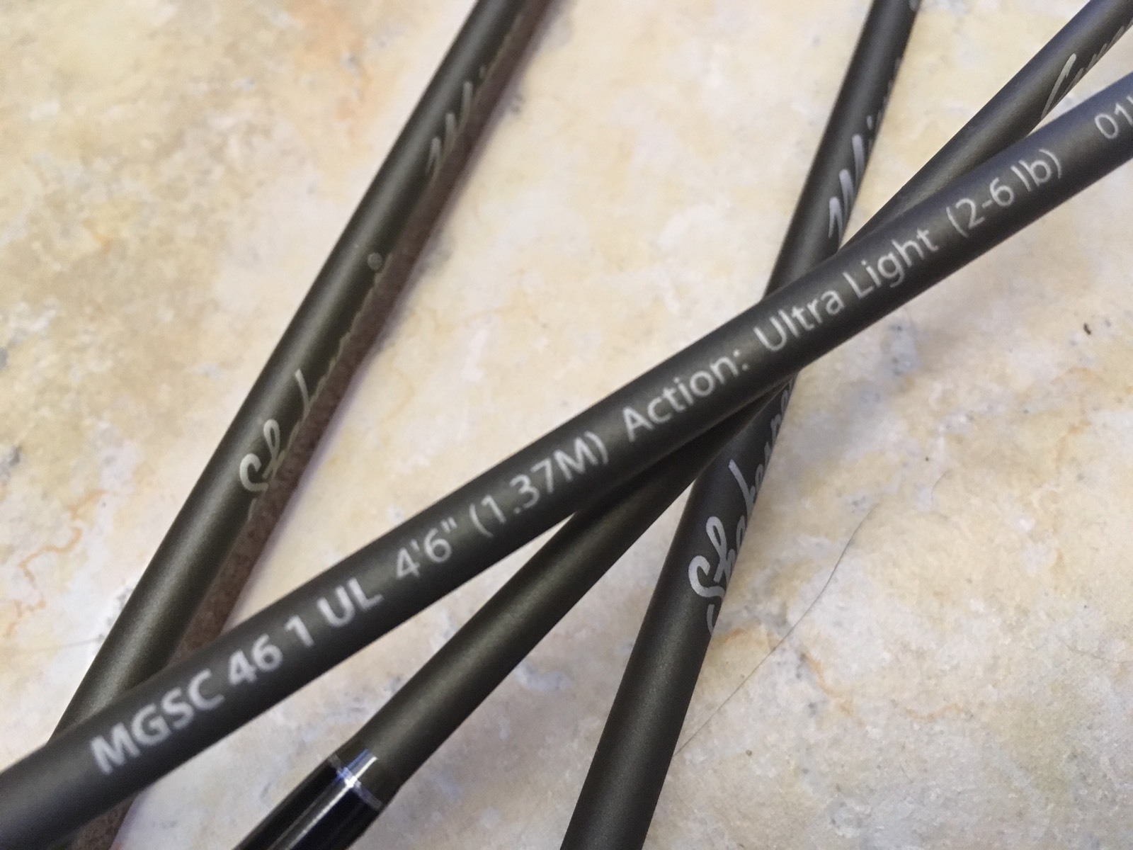 3 Shakespeare Pistol Grip Micro Series Graphite UL Casting Rods 4’6U Cork Handle