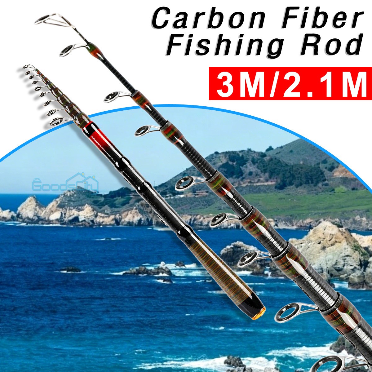 NEW Carbon Fiber Telescopic Fishing Rod Saltwater Freshwater Portable Fishing