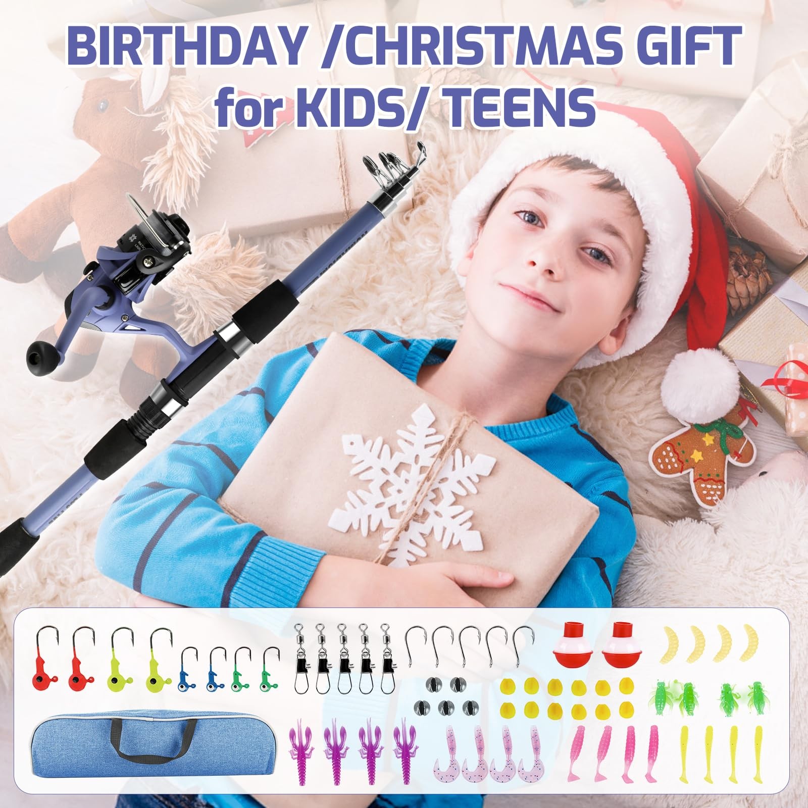 Milerong Kids Fishing Pole Set Portable Telescopic Fishing Rod And Reel Combo