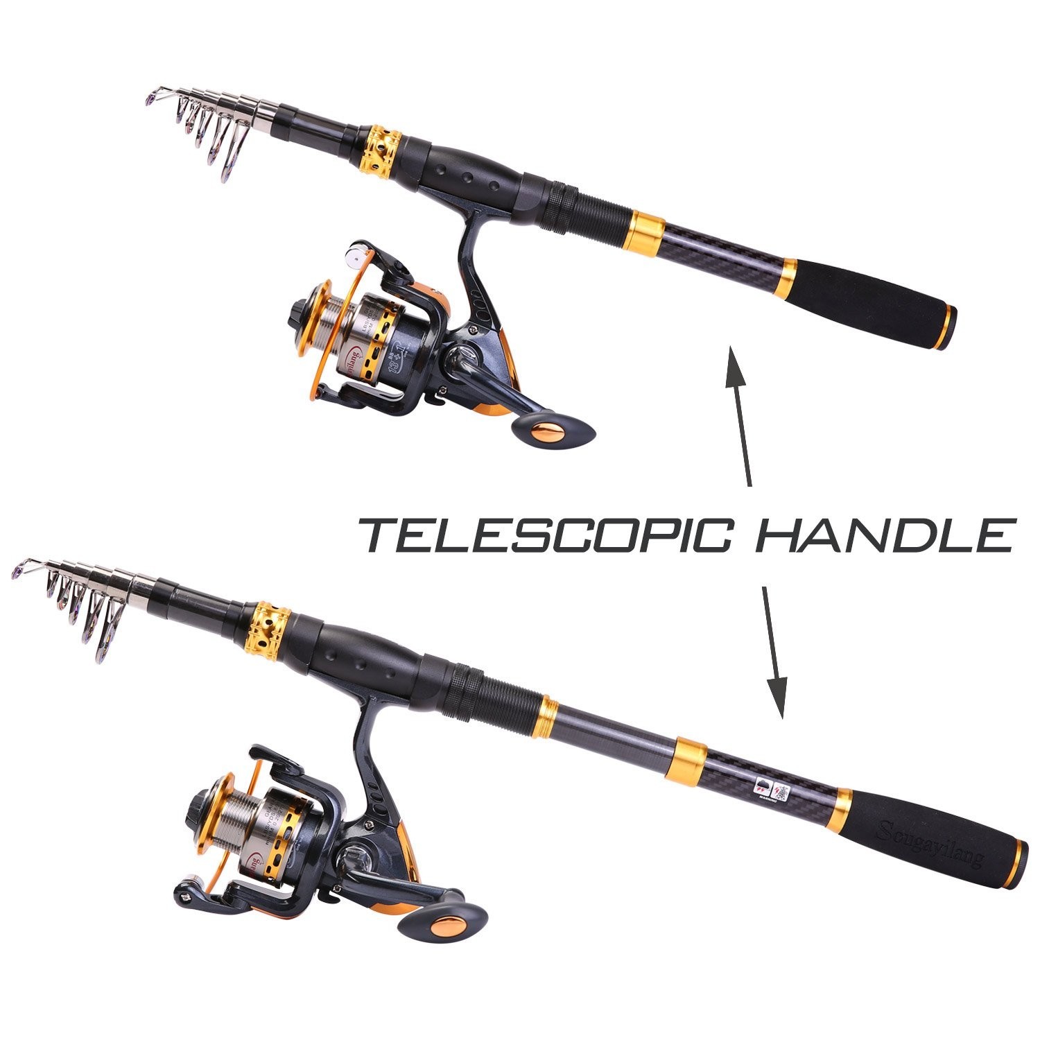 Sougayilang Fishing Rod Reel Combos Carbon Fiber Telescopic Fishing pole with…