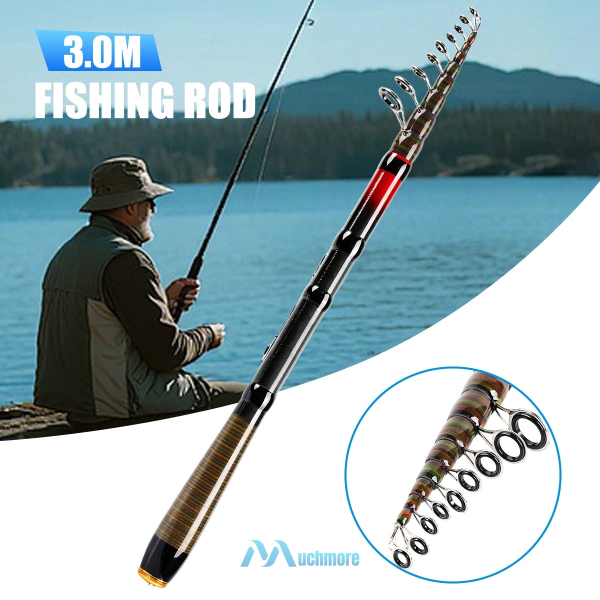 Heavy Duty Carbon Fiber Fishing Rods Telescopic Casting Pole Sea Saltwater Fresh