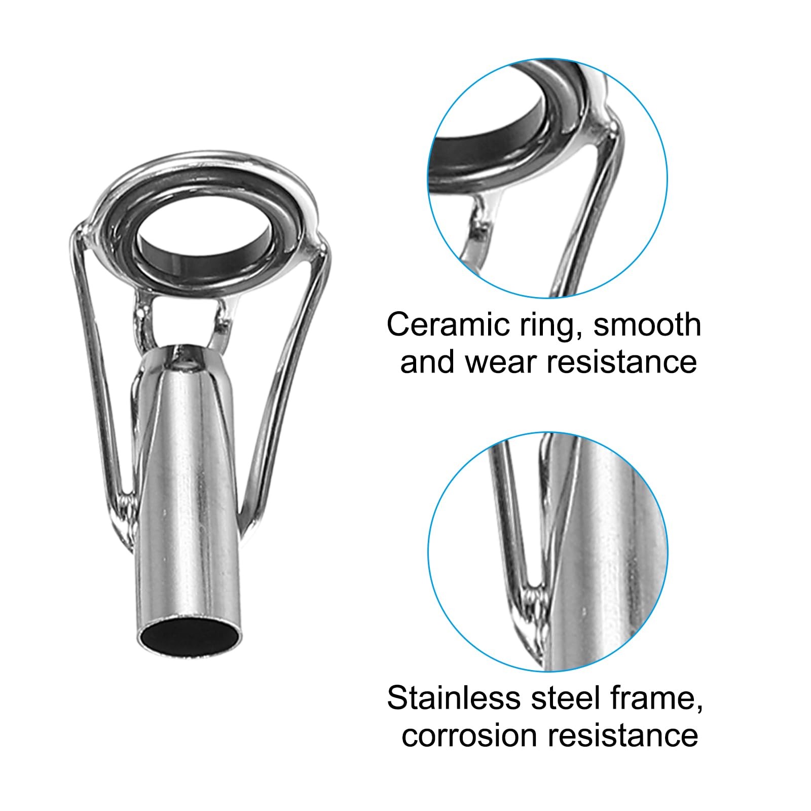 Fishing Rod Tip Repair Kit Stainless Steel Ring Guide 8 Sizes For DIY Saltwater