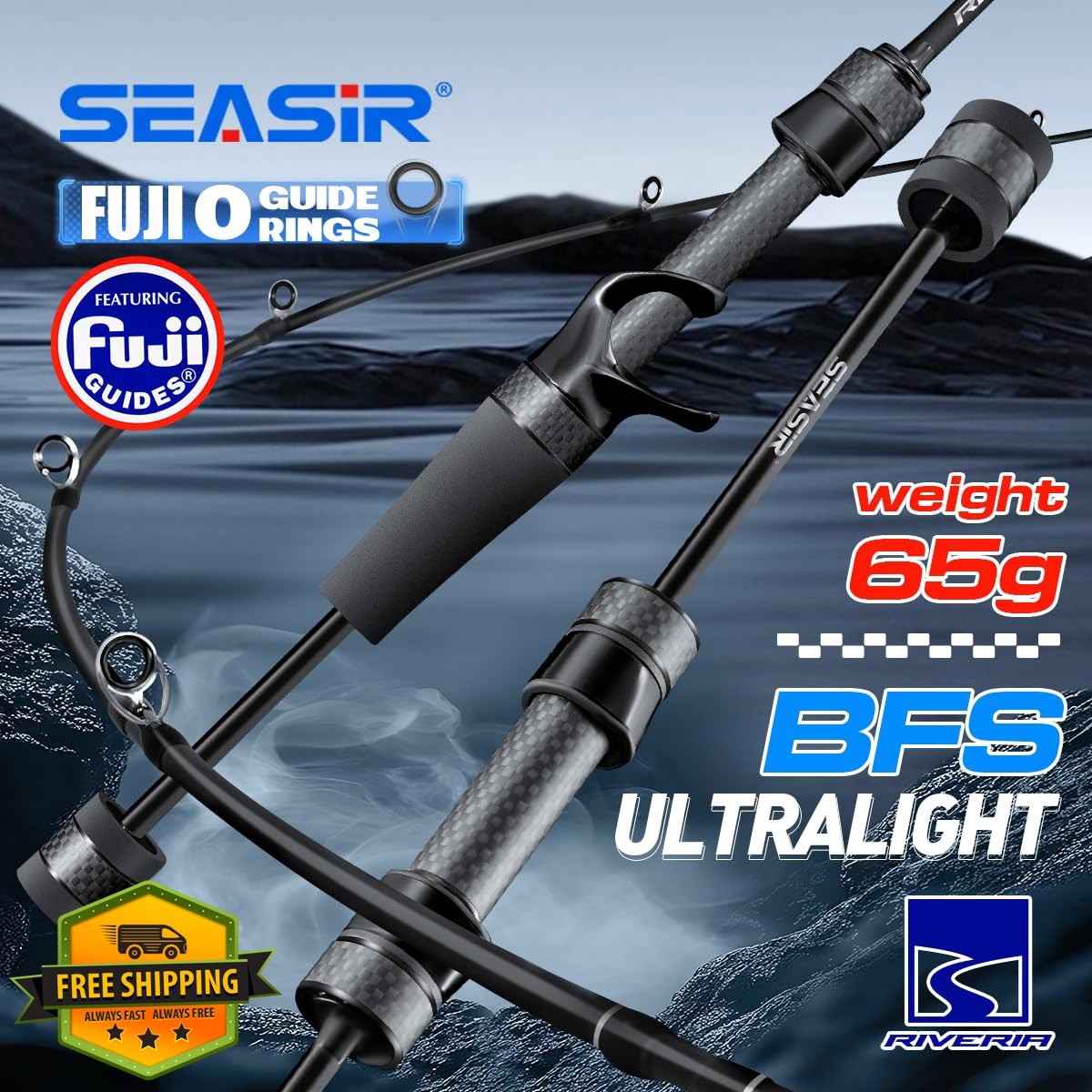 SEASIR Riveria Ultralight Fishing Rod, BFS Spinning Baitcasting Rod, 40T Carb…
