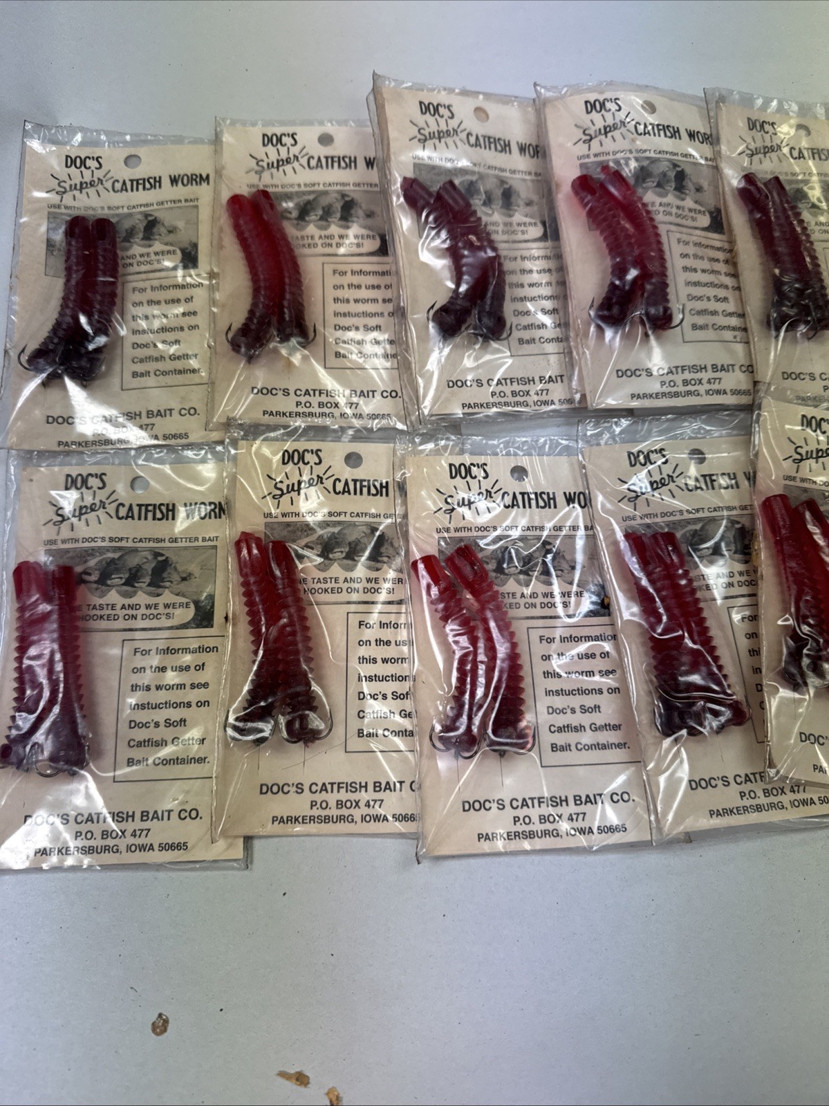 DOC’S SUPER CATFISH WORMS 12 PK DCW-RED WORKS w/ DOC’S SONNY’S & JUNNIES