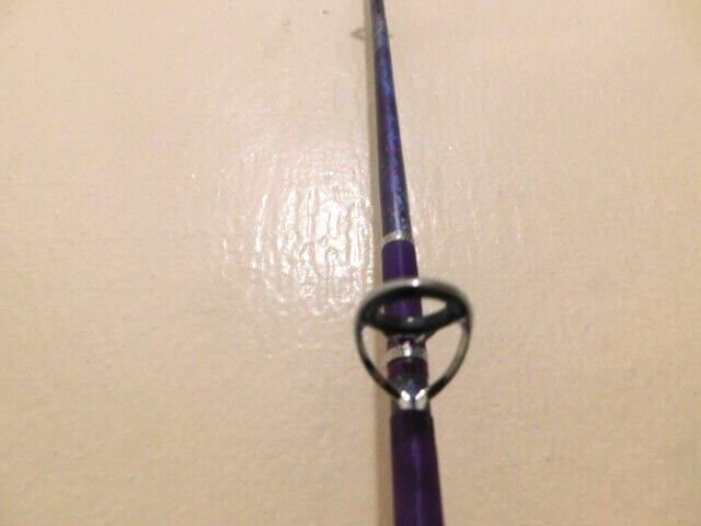 CUSTOM SPINNING ROD PURPLE PEARL SPARKLE MARBLE 10-25 LB 7′ SPECIAL GRIPS NEW