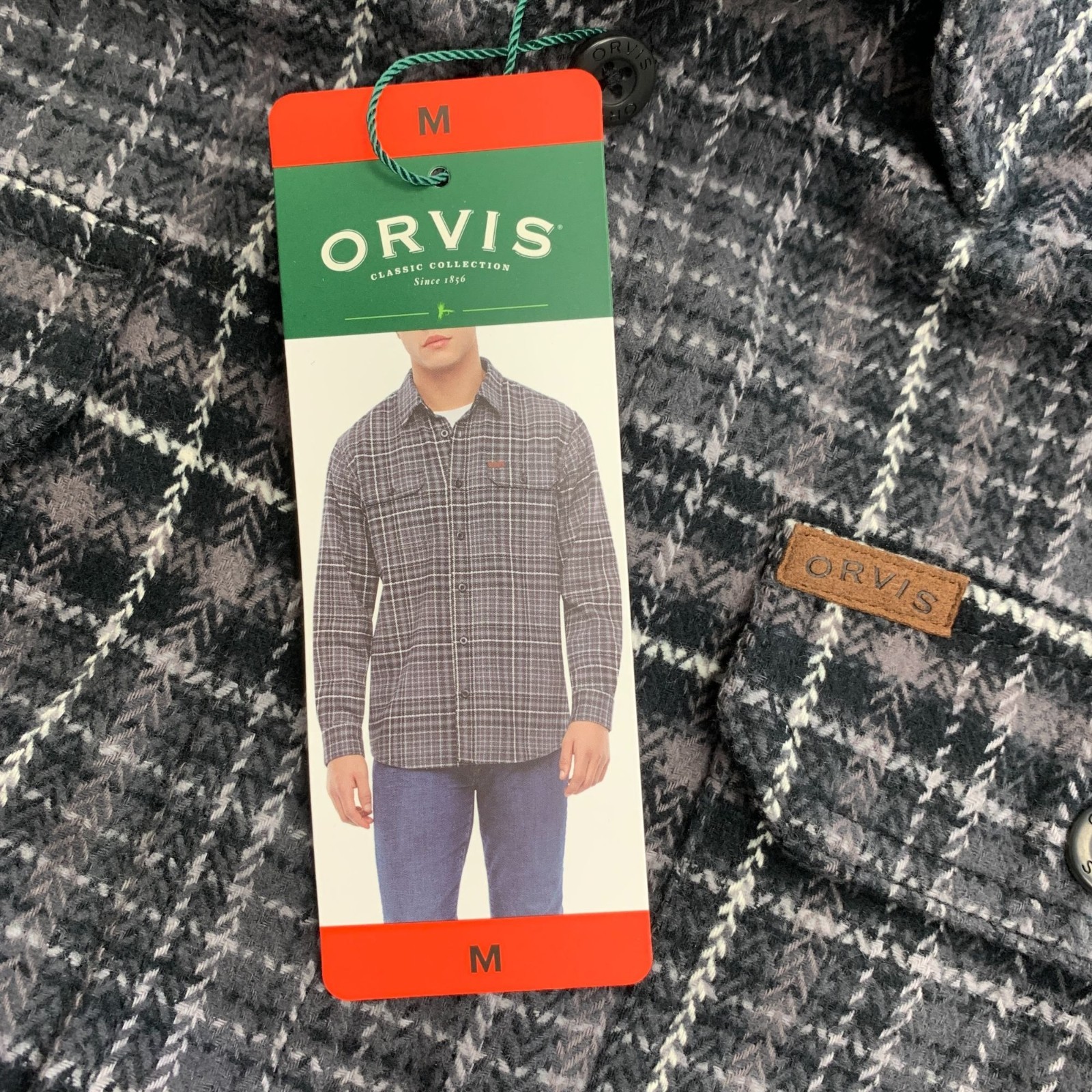 Orvis Men’s M Classic Plaid Button-Up Shirt Jacket Black & Gray M1119