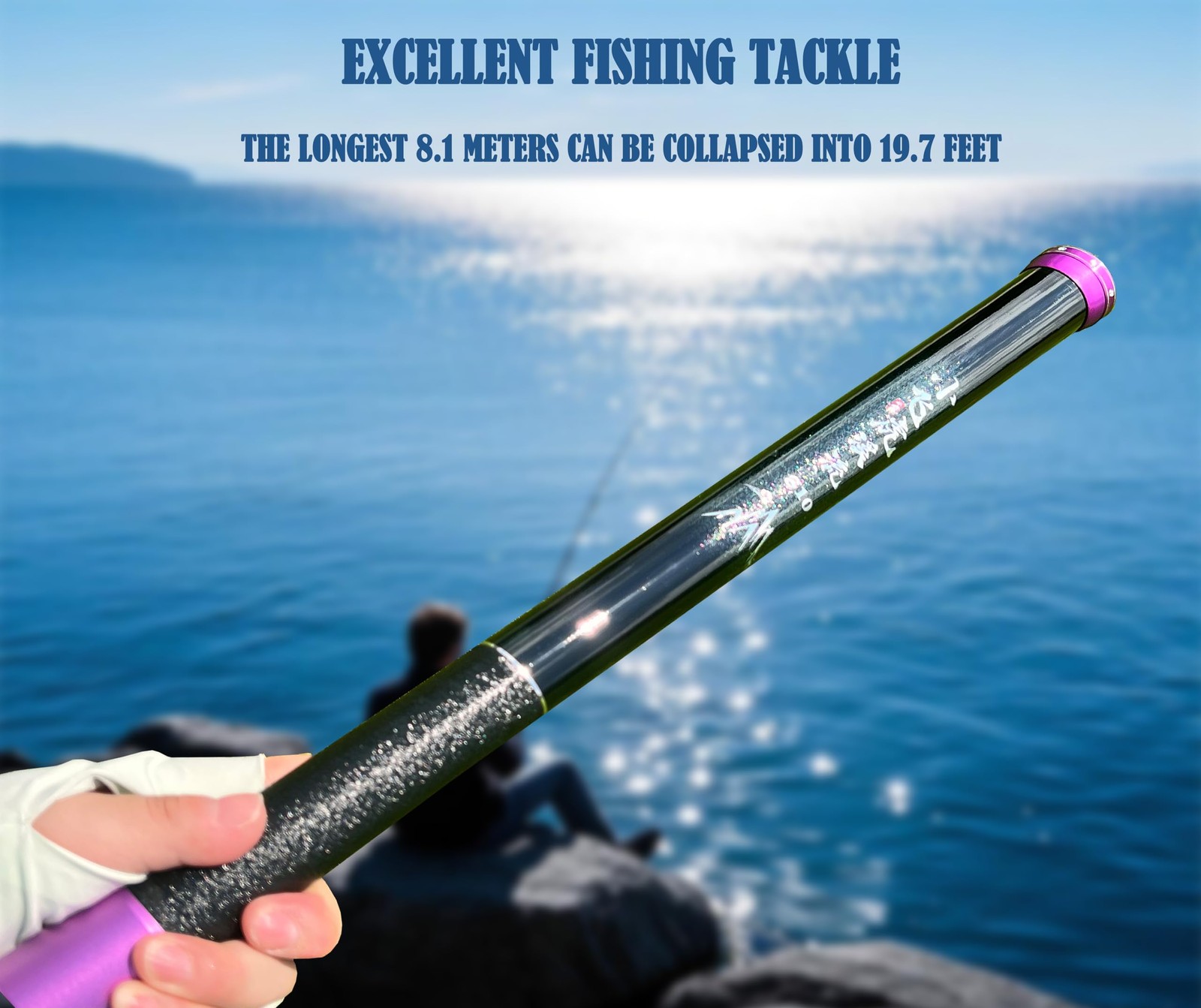 Carbon Fiber Telescopic Fishing Rod 26.6FT Portable Ultralight Fly Rod Tenkar…
