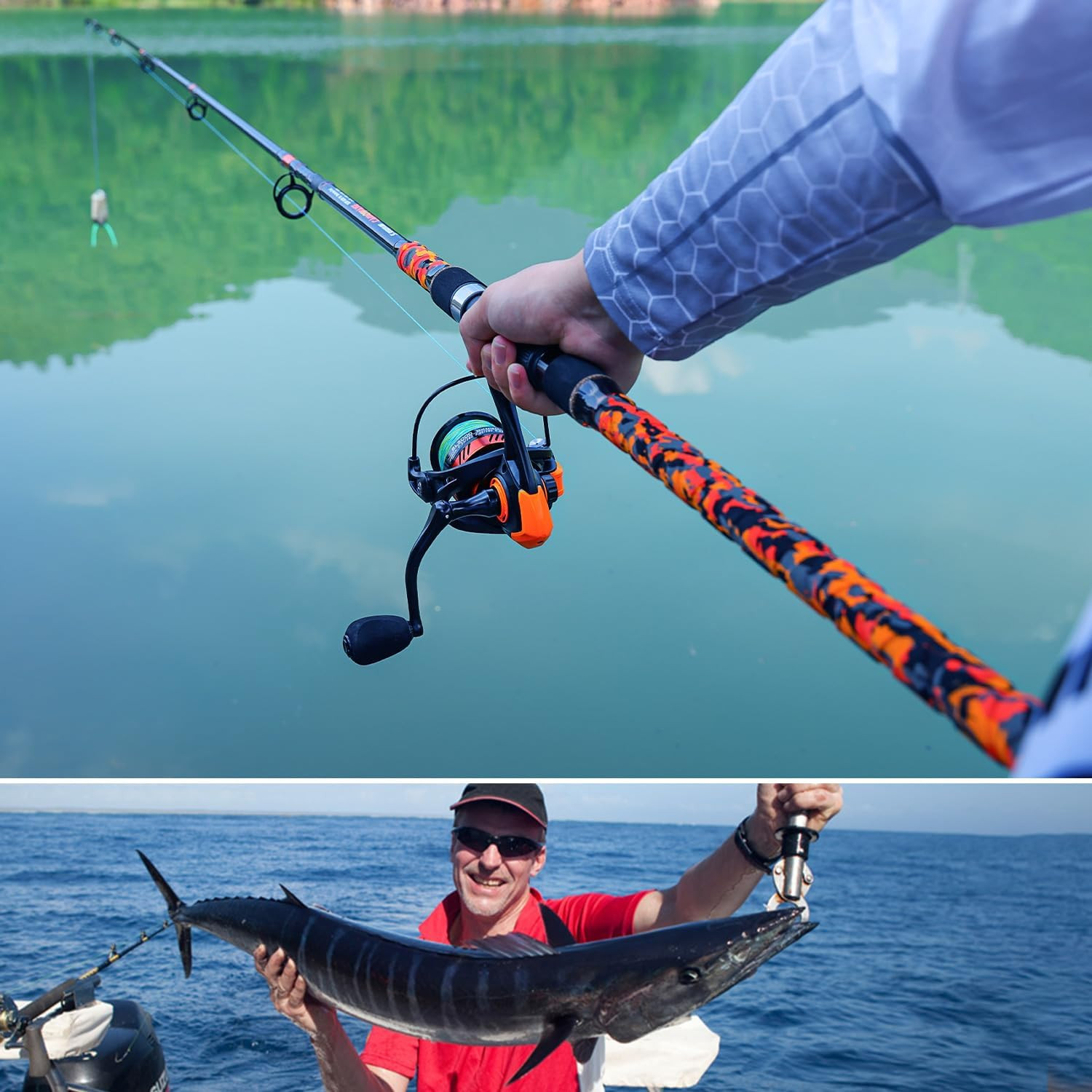 3 Piece Surf Fishing Rod Combo Medium/Heavy Travel Spinning Rod with 5000 Size R