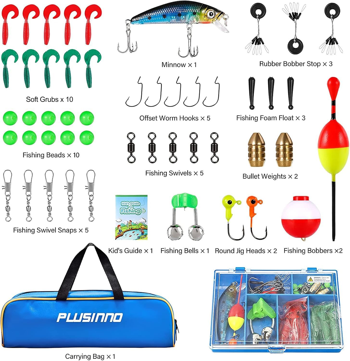 PLUSINNO Kids Fishing Pole with Spincast Reel Telescopic 5FT / 1.5M, Blue