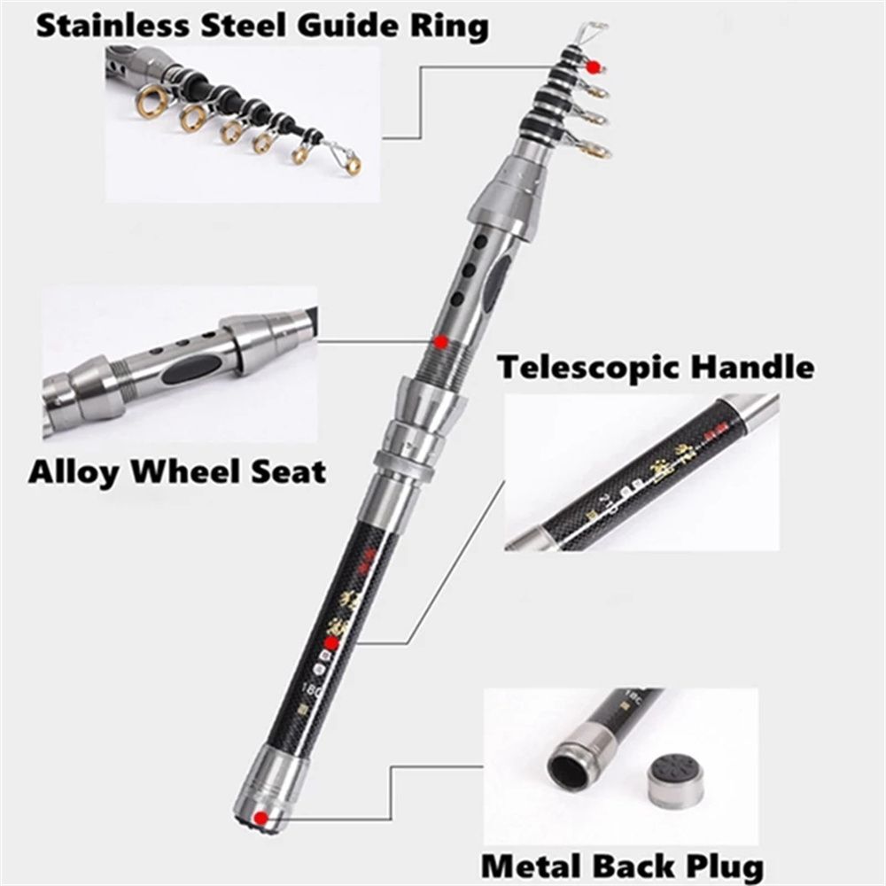 1.5/1.8/2.1M Telescopic Fishing Rod High Carbon Fiber Spinning Carp Feeder Bait