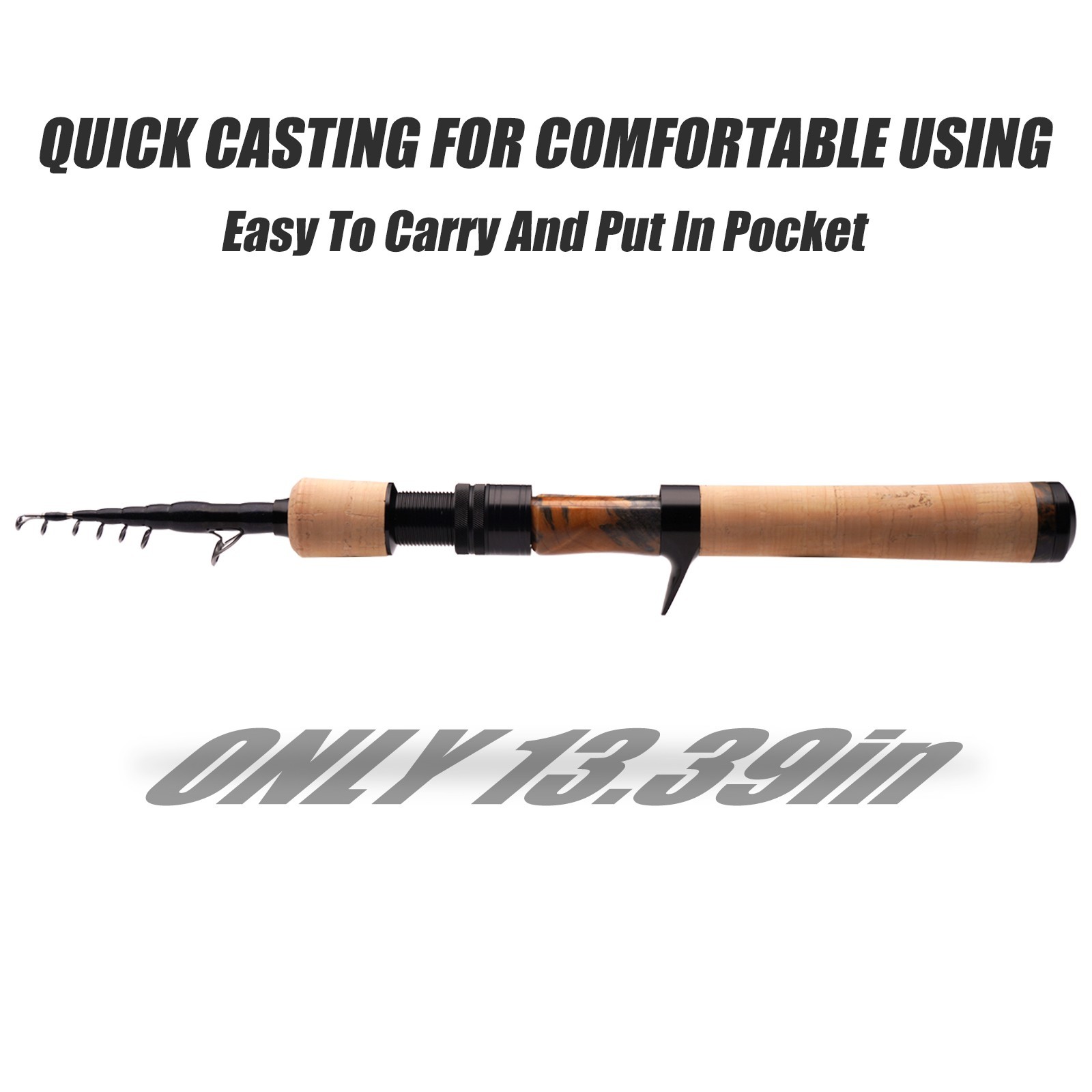 PURELURE Telescopic 1.75m Spinning Travel Portable Lightweight Lure Fishing Rod