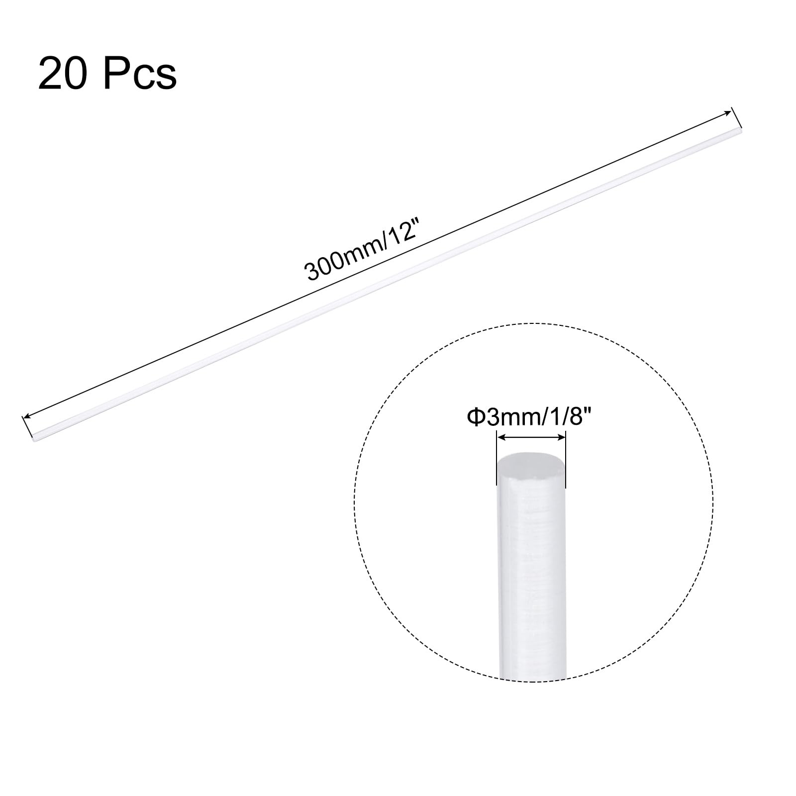 20 Pcs Acrylic Round Rods 1/8 x 12 Clear Acrylic Dowel Rods Sticks Plastic St…