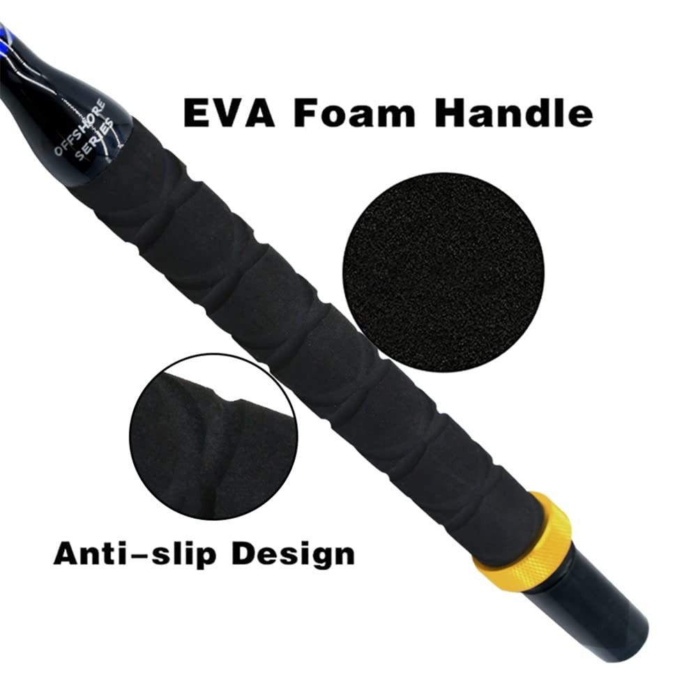 2-Pieces Deep Sea Fishing Rods, Fishing Pole with 3+1 Roller Guides,Trolling …