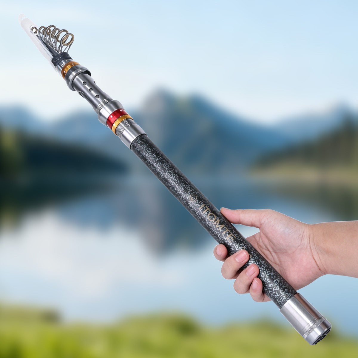 11.8FT Carbon Fiber Telescopic Fishing Rod Pole Sea Saltwater Freshwater Black