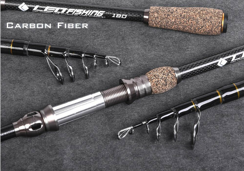 Power Telescopic Rock Fishing Rods Travel Rods 1.8M-2.7M Carbon Fiber Spinning