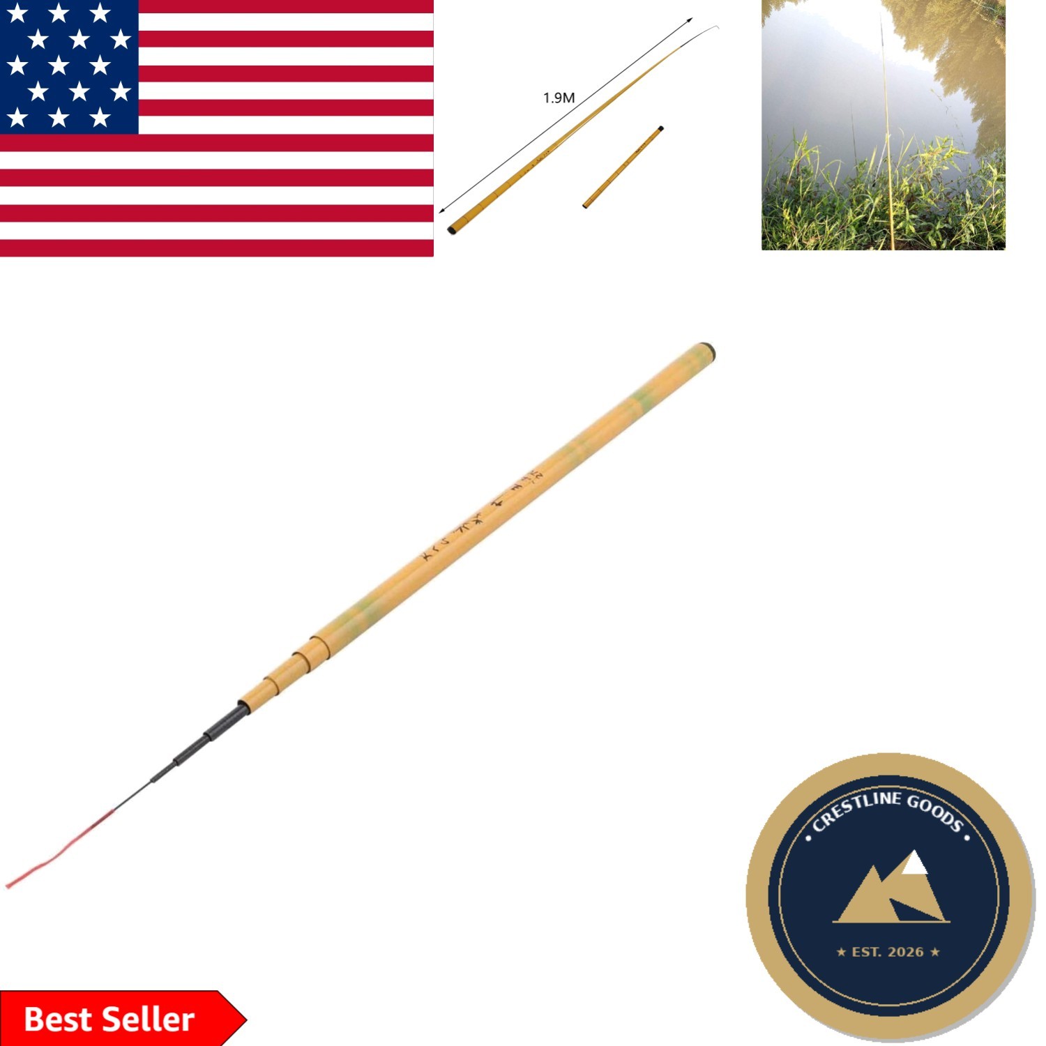 Travel-Friendly 1.9M Telescopic Fishing Rod – Ideal for Lakes and Rivers