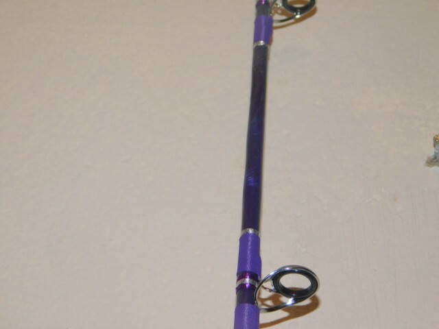 CUSTOM SPINNING ROD 7 FT 20-40 LB PURPLE PEARL MARBLE NEW