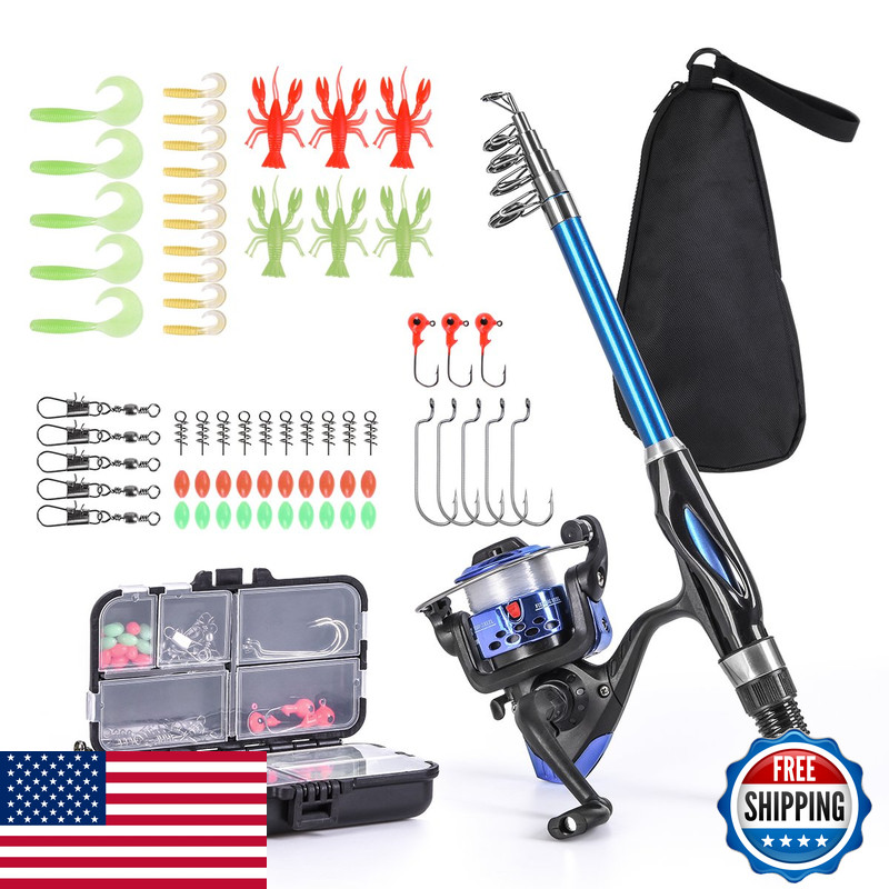 Leo Light Weight Kids Fishing Pole Telescopic Fishing Rod And Reel Combos Full