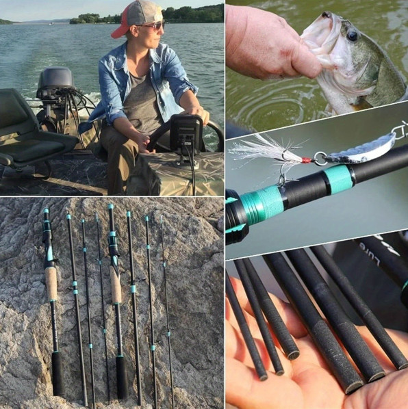 4 Section Fiberglass Spinner Baitcasting Fishing Rod Tone Pole Fishing Tackle