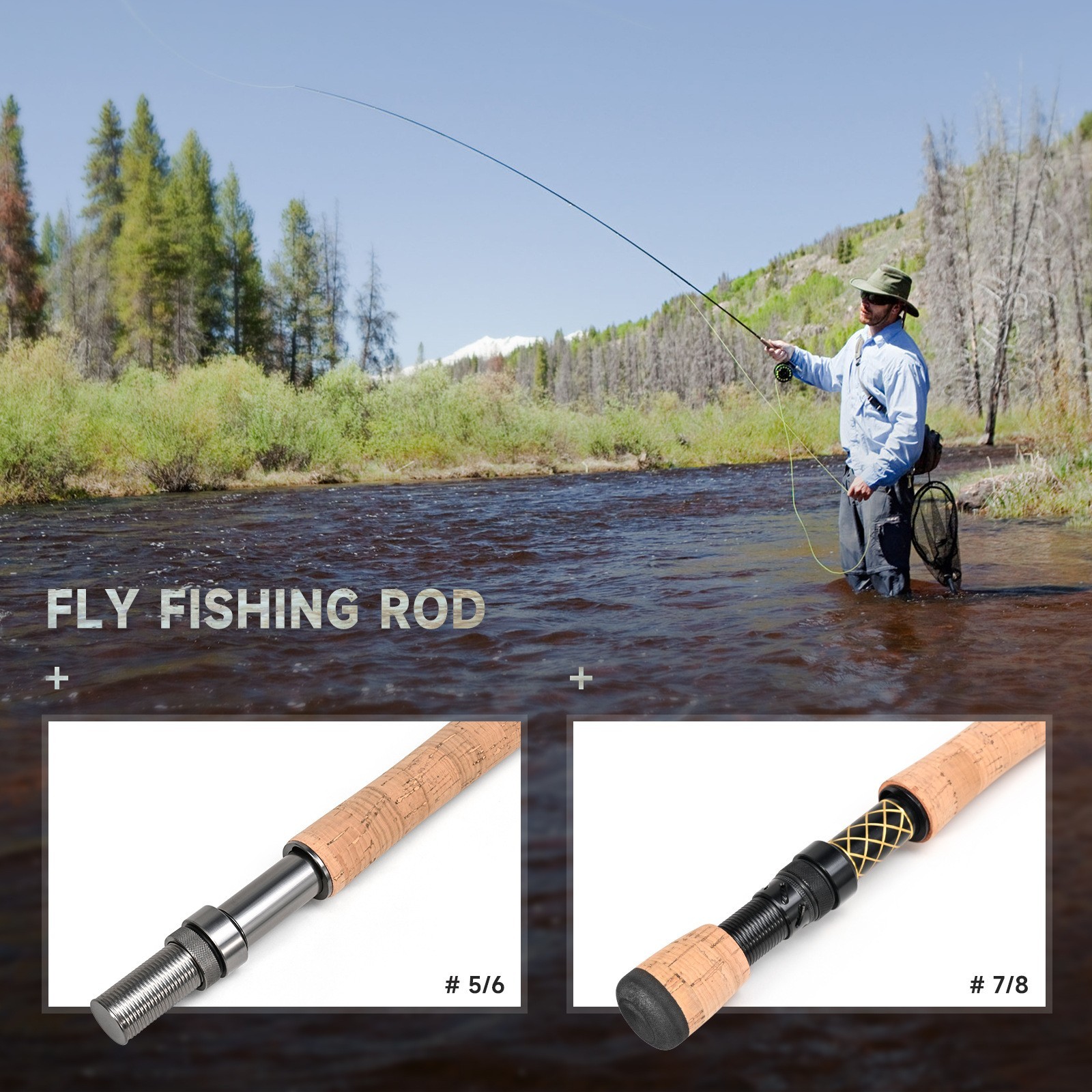 Travel Fly Fishing Rods 7ft Multinodal Medium Carbon Fiber Fast Action Fly Rod
