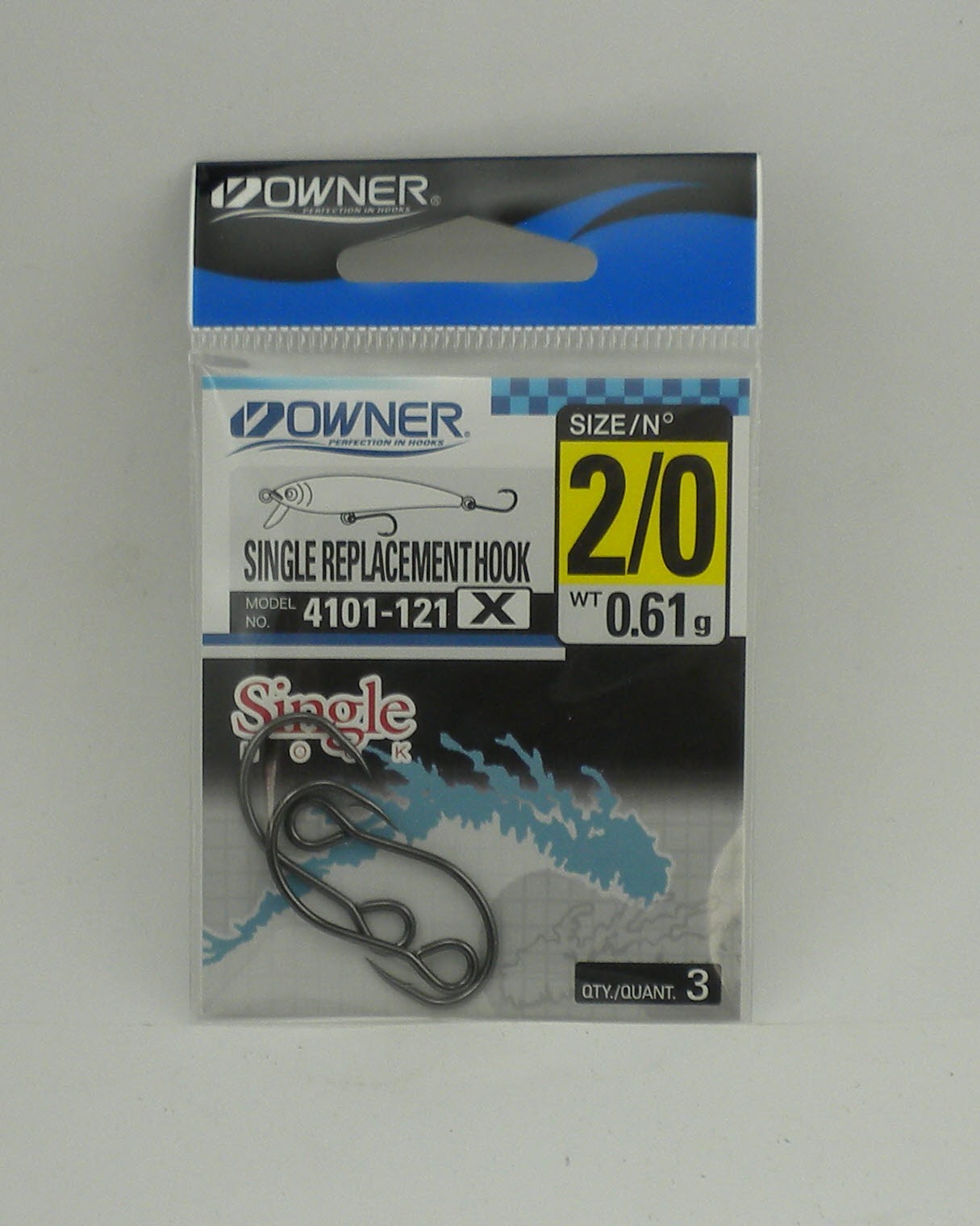 Owner 4101-121 Lure Replacement Hook 1X Strong Needle Point Black Chrome 2/0 3Ct