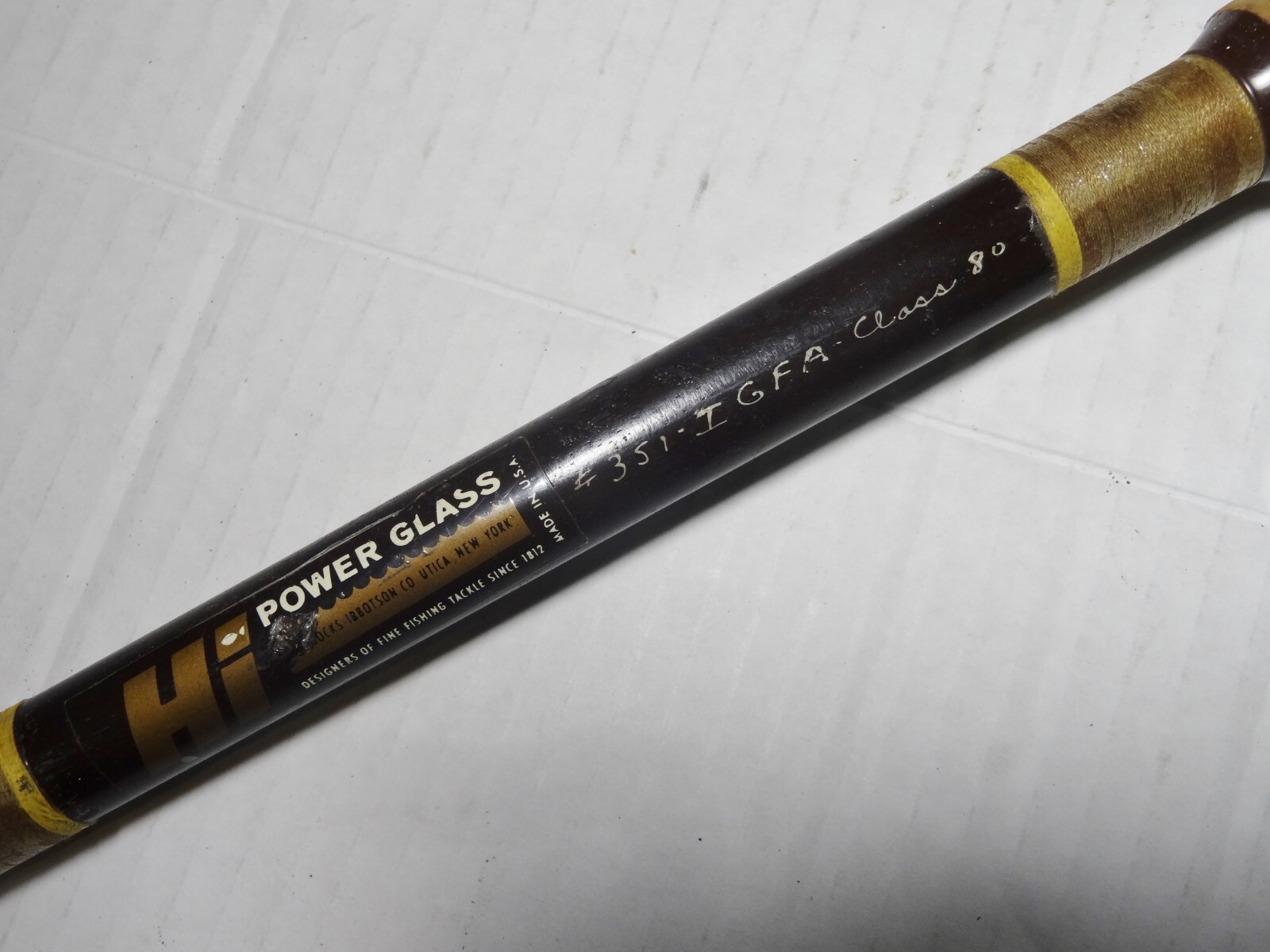 IGFA 80 Fishing Rod Only Vtg. HI Horrocks Ibbotson Power Glass Roller Guides