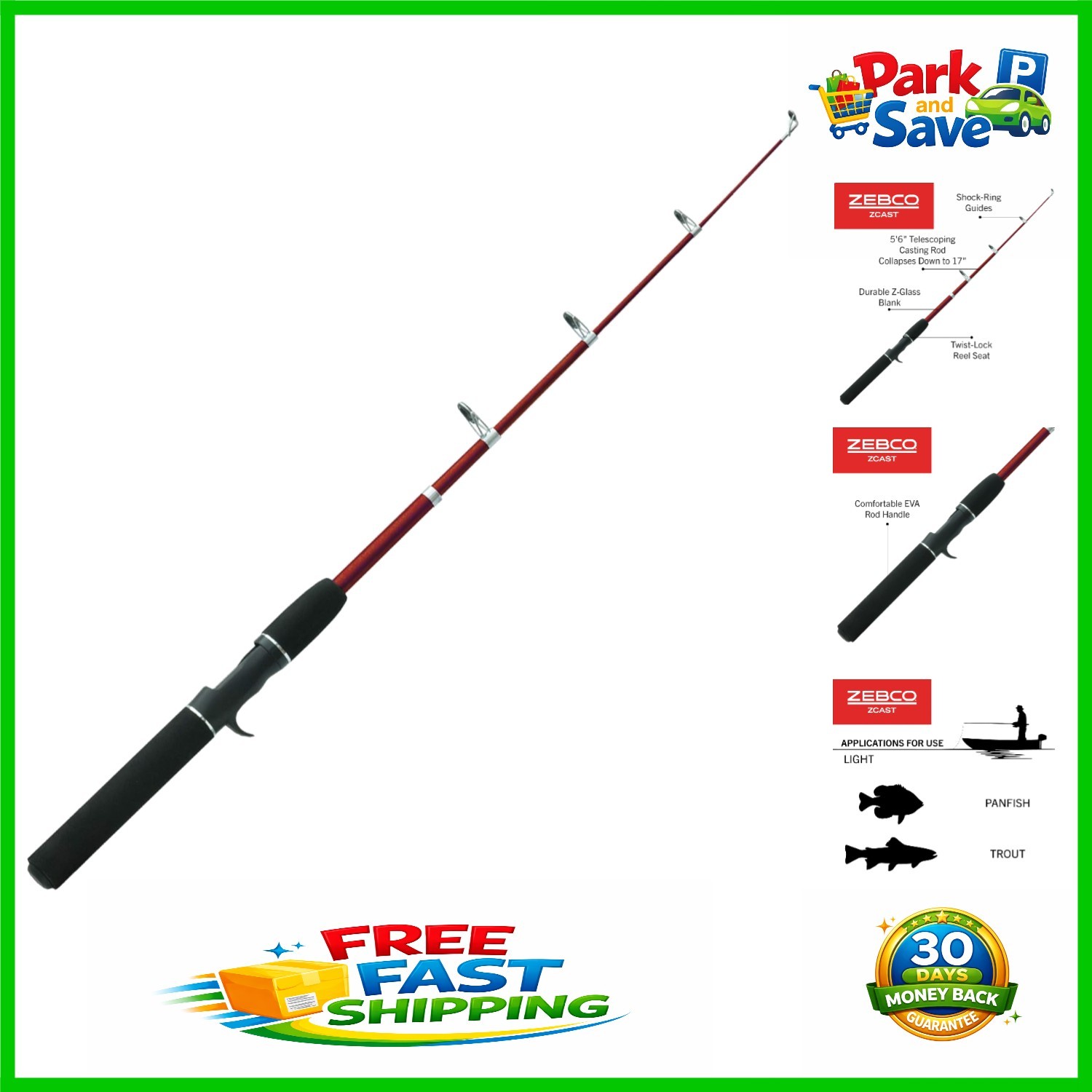 Z-Cast Telescopic Fishing Rod 5’6″ for Trout – Lightweight & Comfortable Design