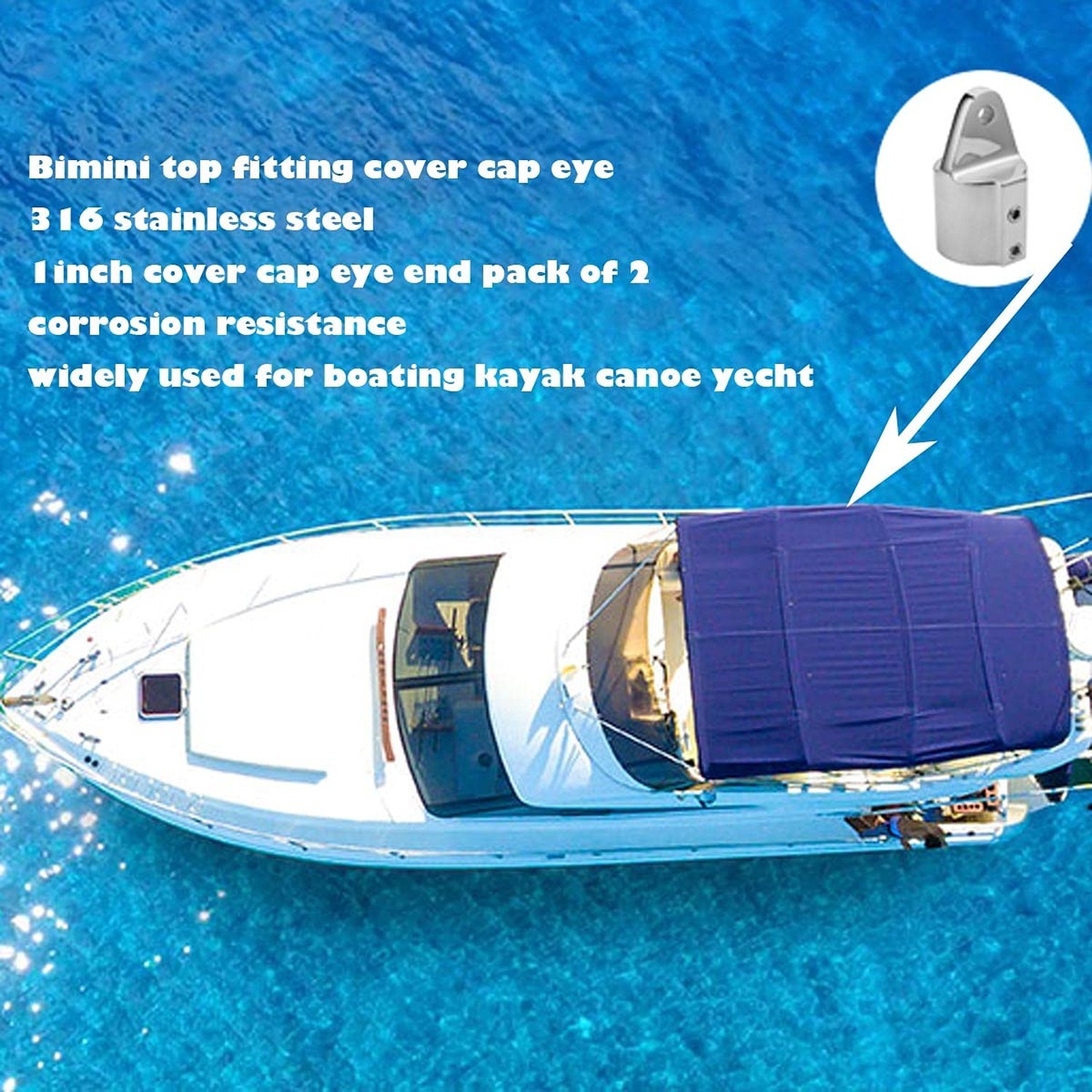 Boat Top Hardware Bimini Top Hardware 7/8 inch and 1 Inch Eye End Cap Fitting…