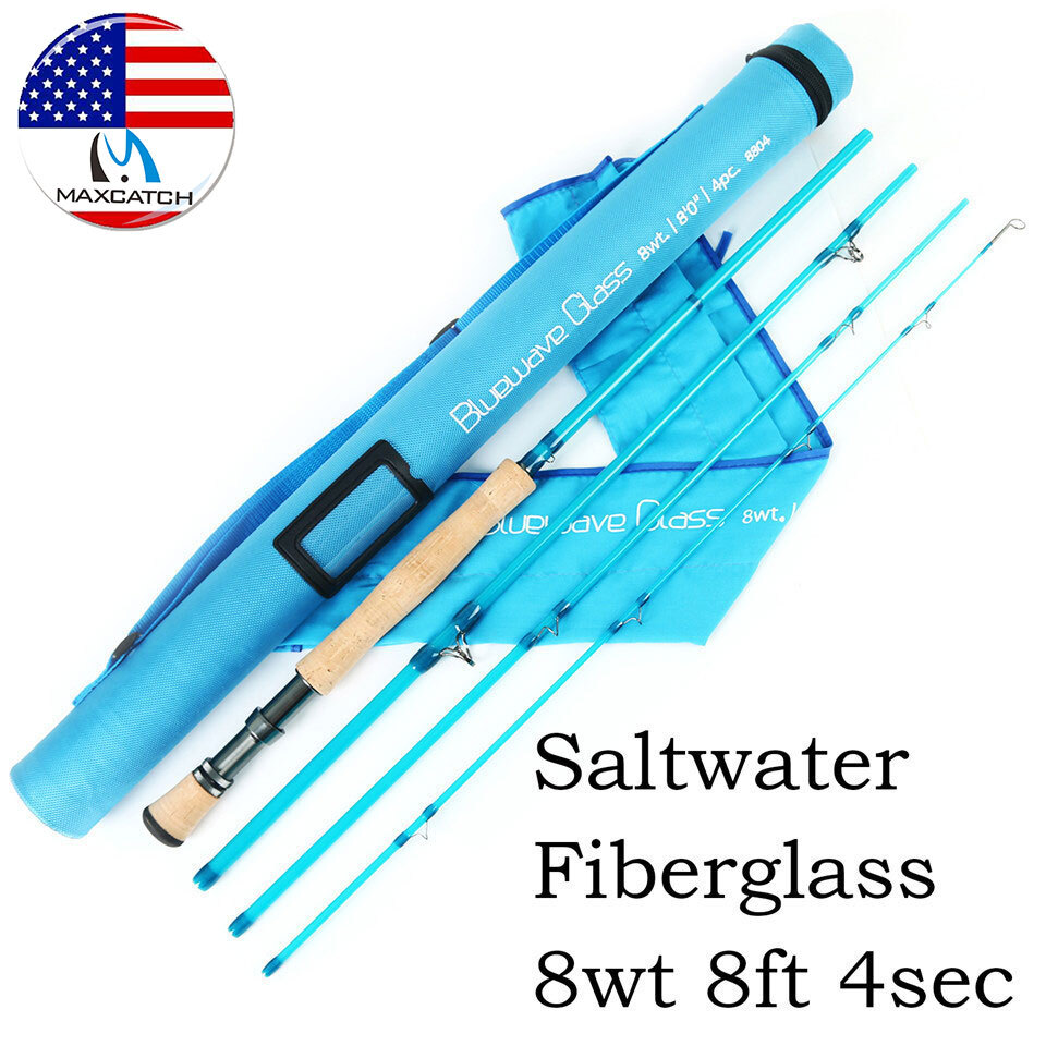 Maxcatch 8wt/10WT 8ft Saltwater Fiberglass Fly Fishing Rod with Cordura Tube