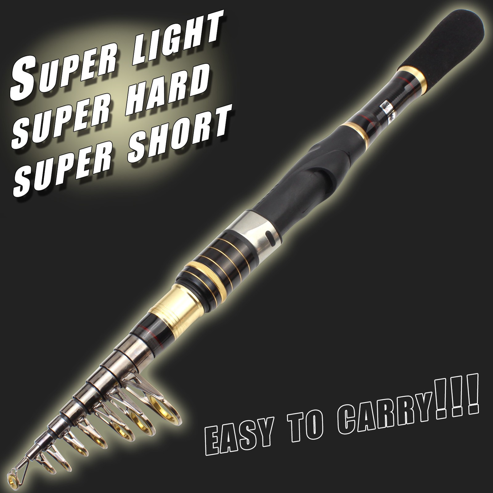 1.8M-3.0M Telescopic Fishing Rod Carbon Fiber Sea Fishing Pole Super Hard