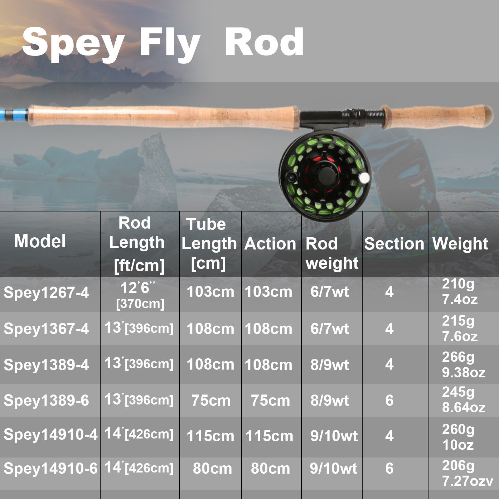 Two-handed fly fishing rod spey and switch medium fast fly rod with cordura tube