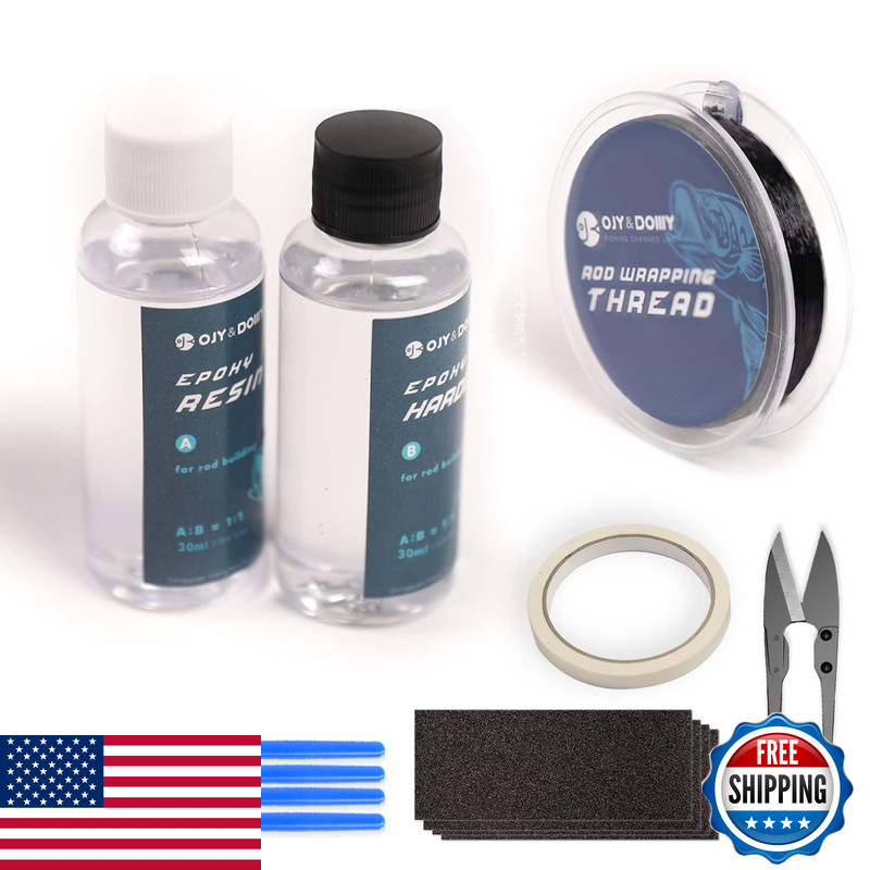 Ojydoiiiy Fishing Rod Repair Kit Epoxy Glue Wrapping Thread Clipper And Masking