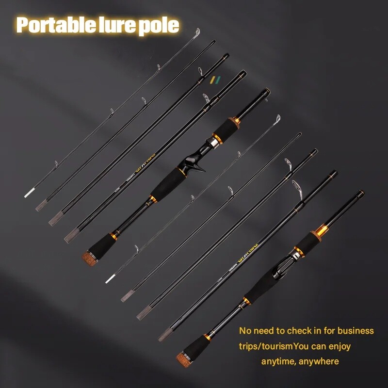 Fishing Rod Casting Spinning Travel Carbon Fiber Pole 4/5 Sections Fishing Rod