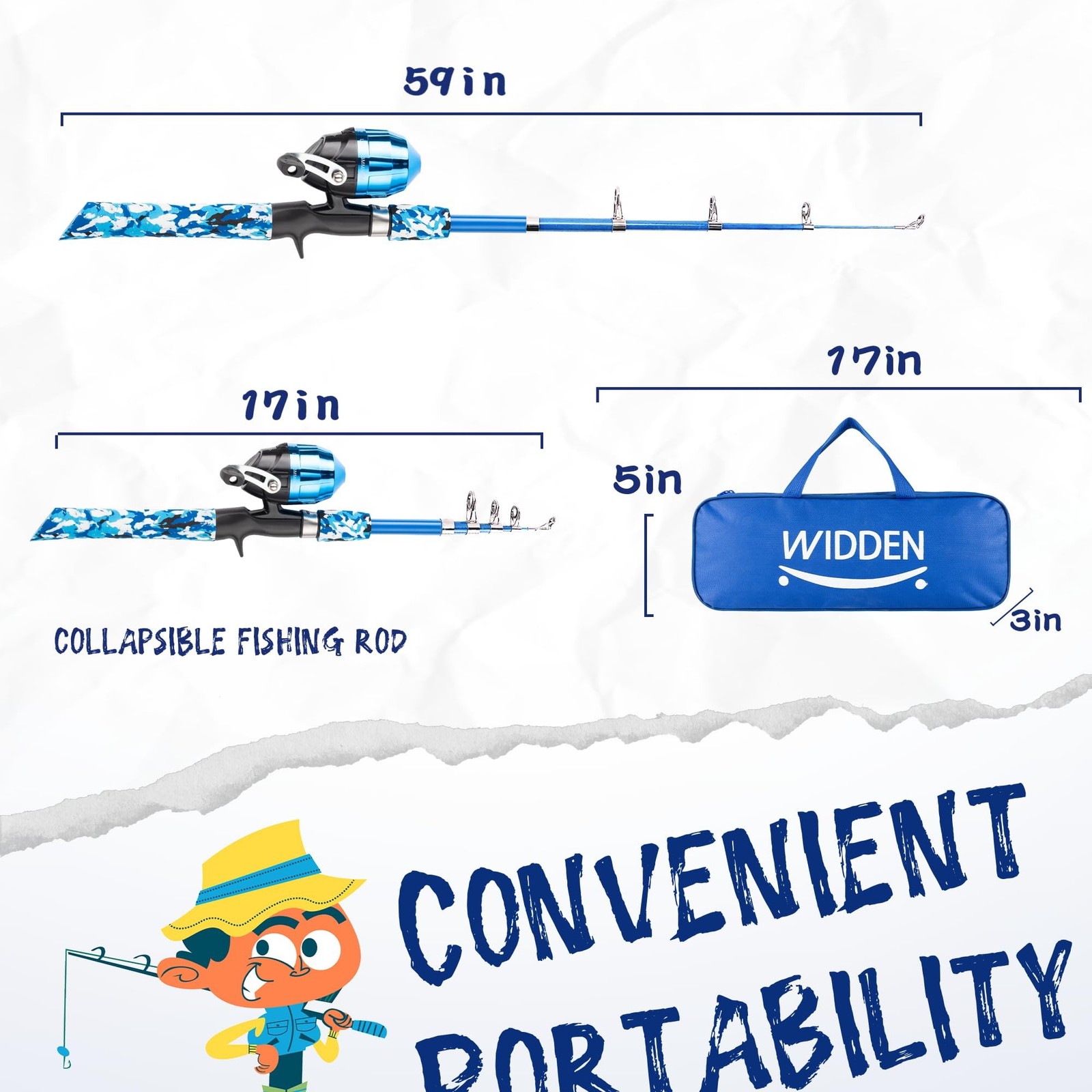 WIDDEN Kids Fishing Pole, Portable Telescopic Kids Fishing Poles for Boys and…