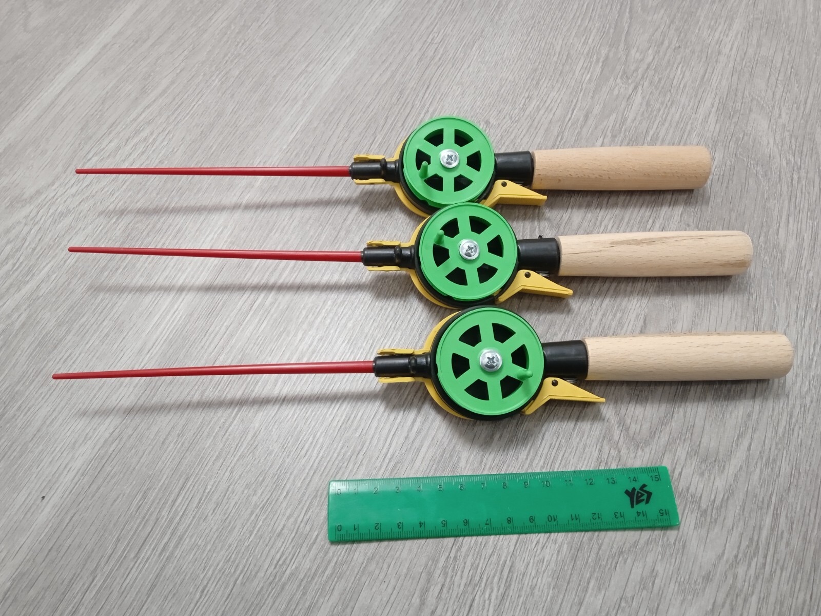 3 pcs Ice winter fishing rod ice vertical jig mormyshka wooden holder