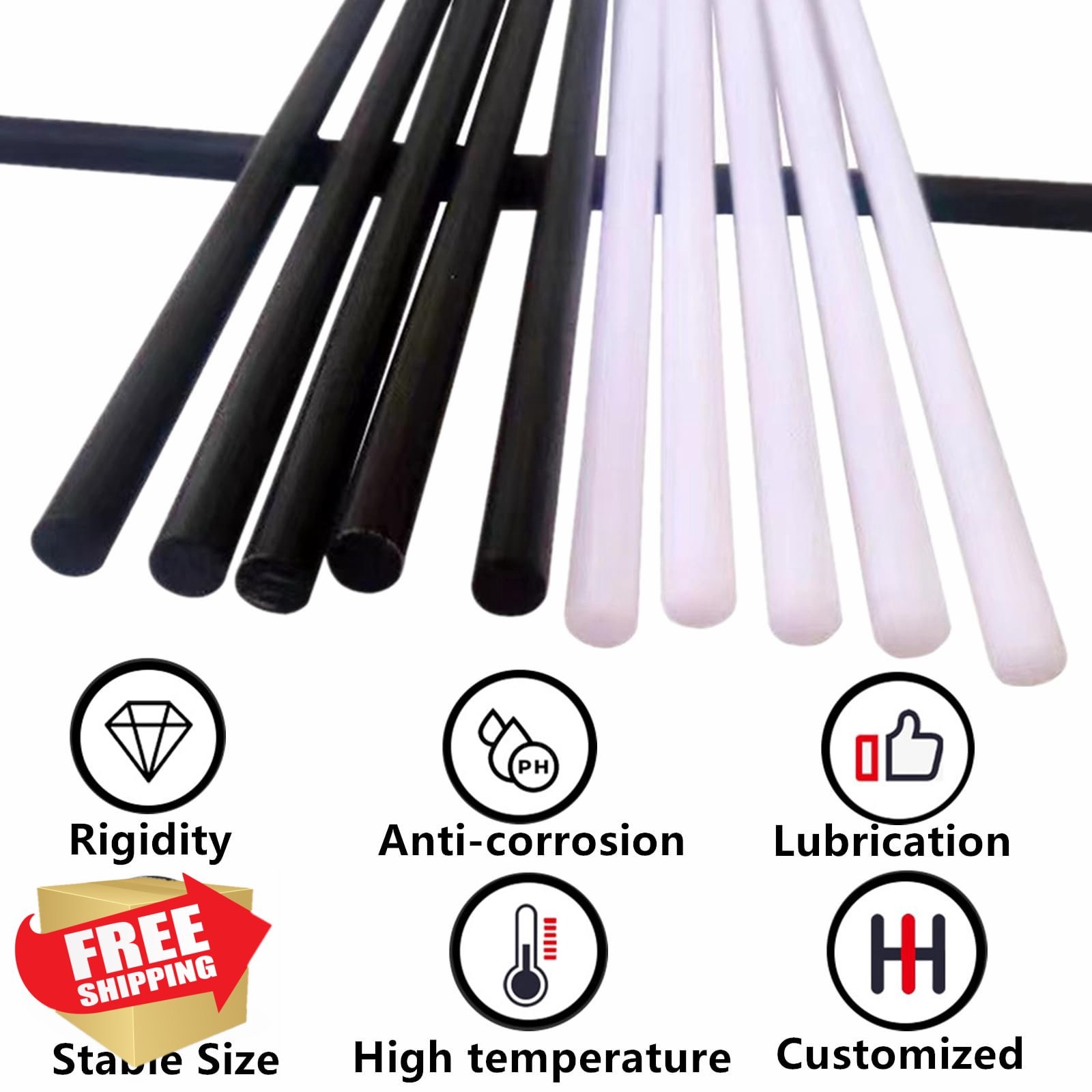 Gootd 6 Pcs 5/8″ Black and White Rod 9.8″