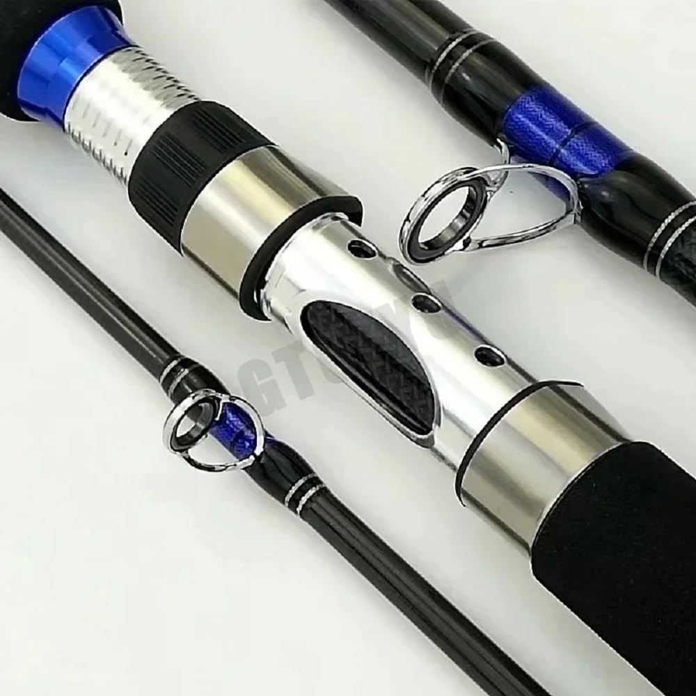 Portable Saltwater Offshore Heavy 3-Piece Spinning Rod 30-50lb Fishing Rod Po…