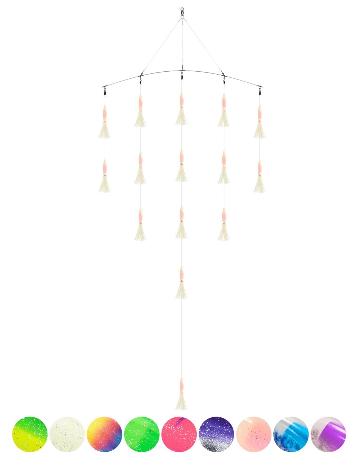 BLUEWING 36″ Upgraded Fishing Spreader Bar Formation with 9″ Floating Squids …