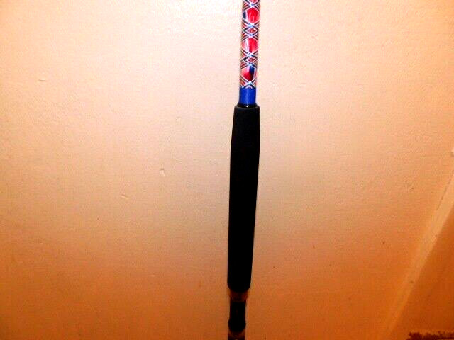 CUSTOM SPINNING ROD 7 FT 20-40 LB RED WHITE BLUE MARBLE NEW