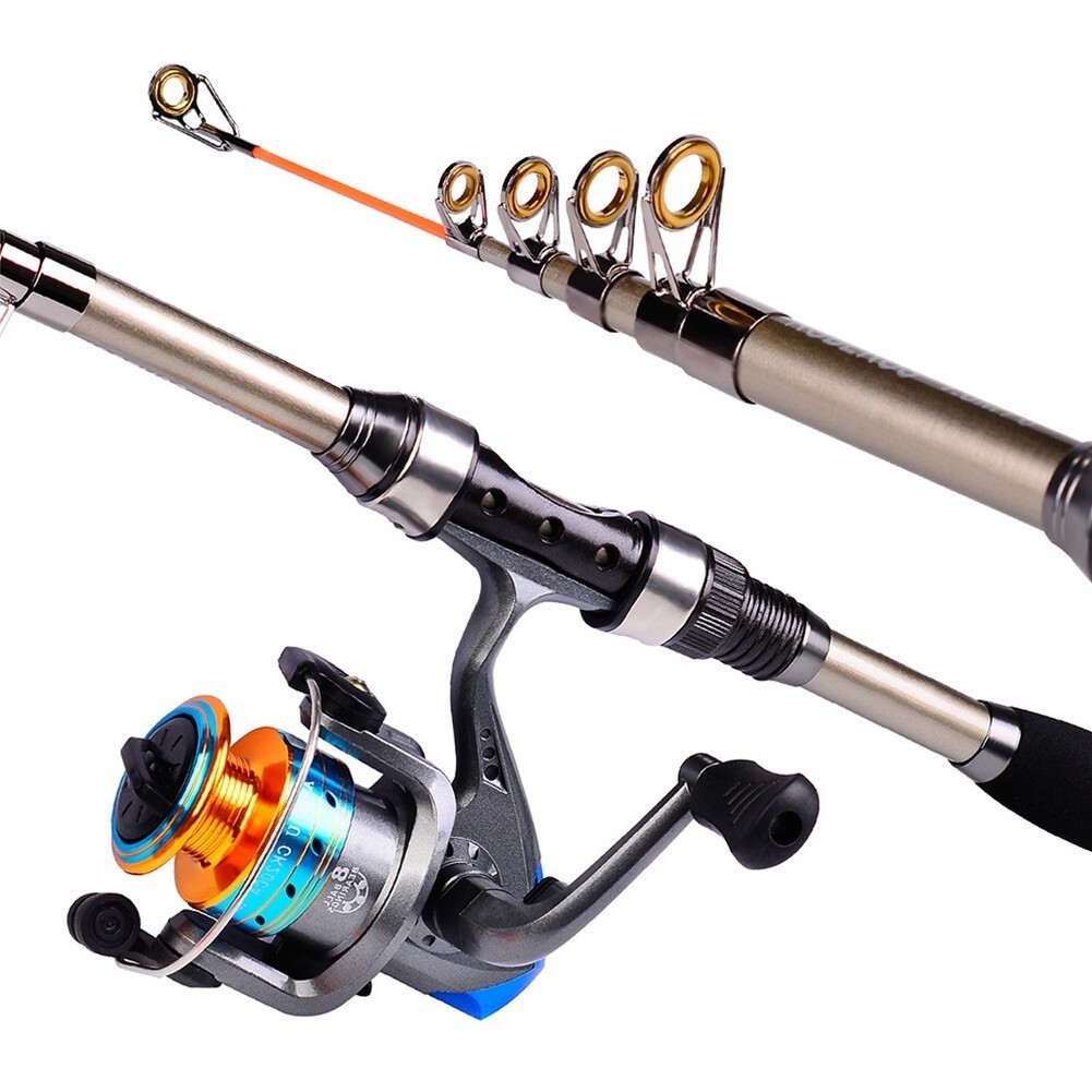 39Pcs Telescopic Fishing Rod Reel Combo Set Casting Rod Spinning Reel Line Lure